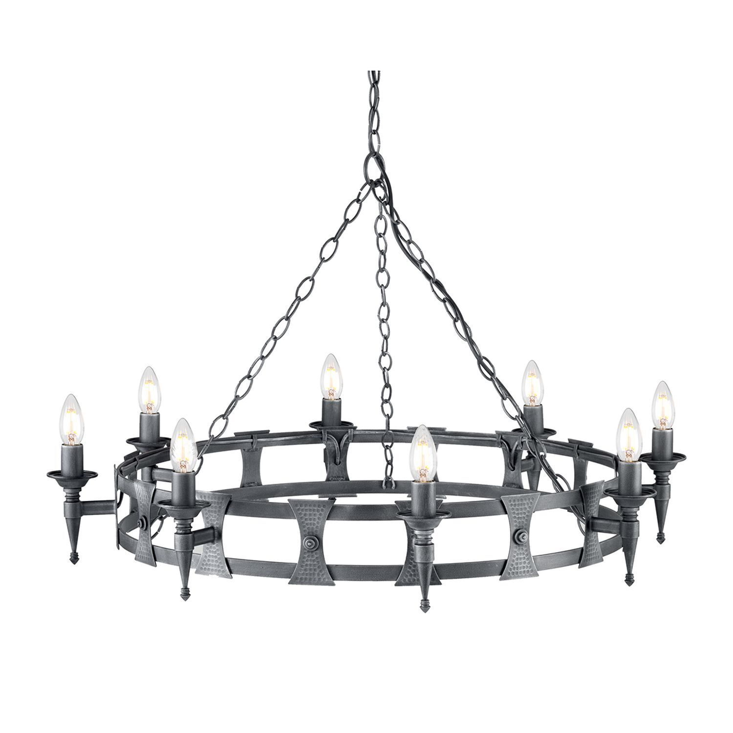 Lüster CAMELOT 7 Silber Antik Ø90cm kürzbar Lampe