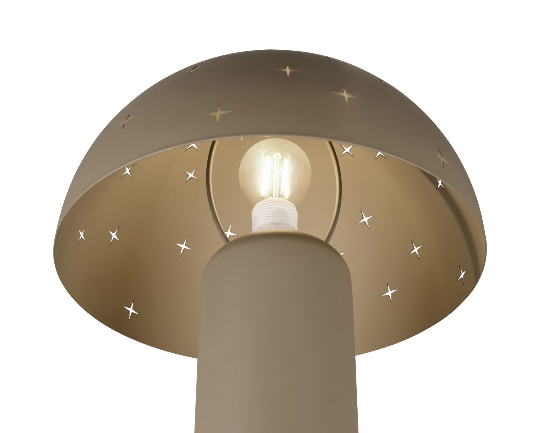 Stylische Tischlampe Taupe Metall E14 32,5 cm Sterne Lampe, Lampenschirm