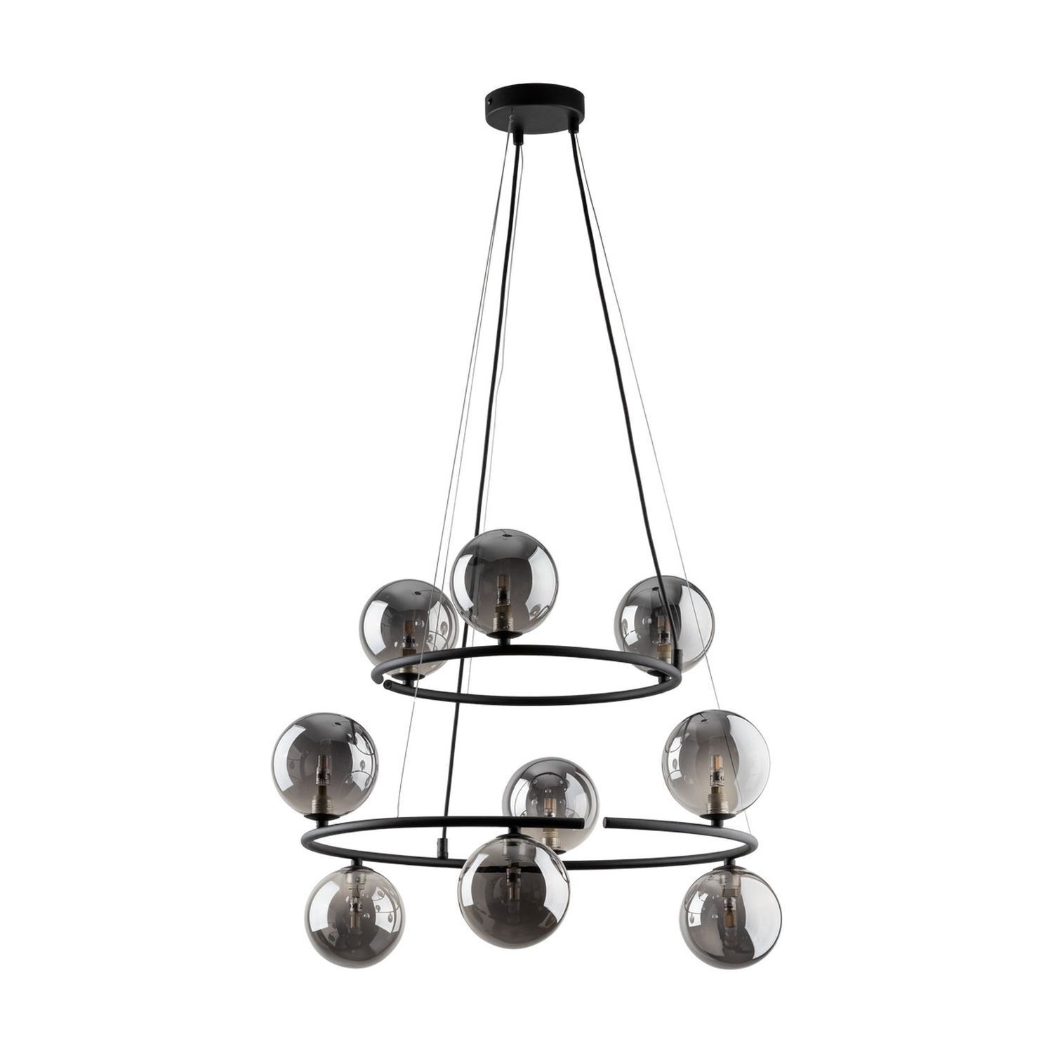 Pendelleuchte Metall Rauchglas G9 Schwarz Graphit 2 Ringe