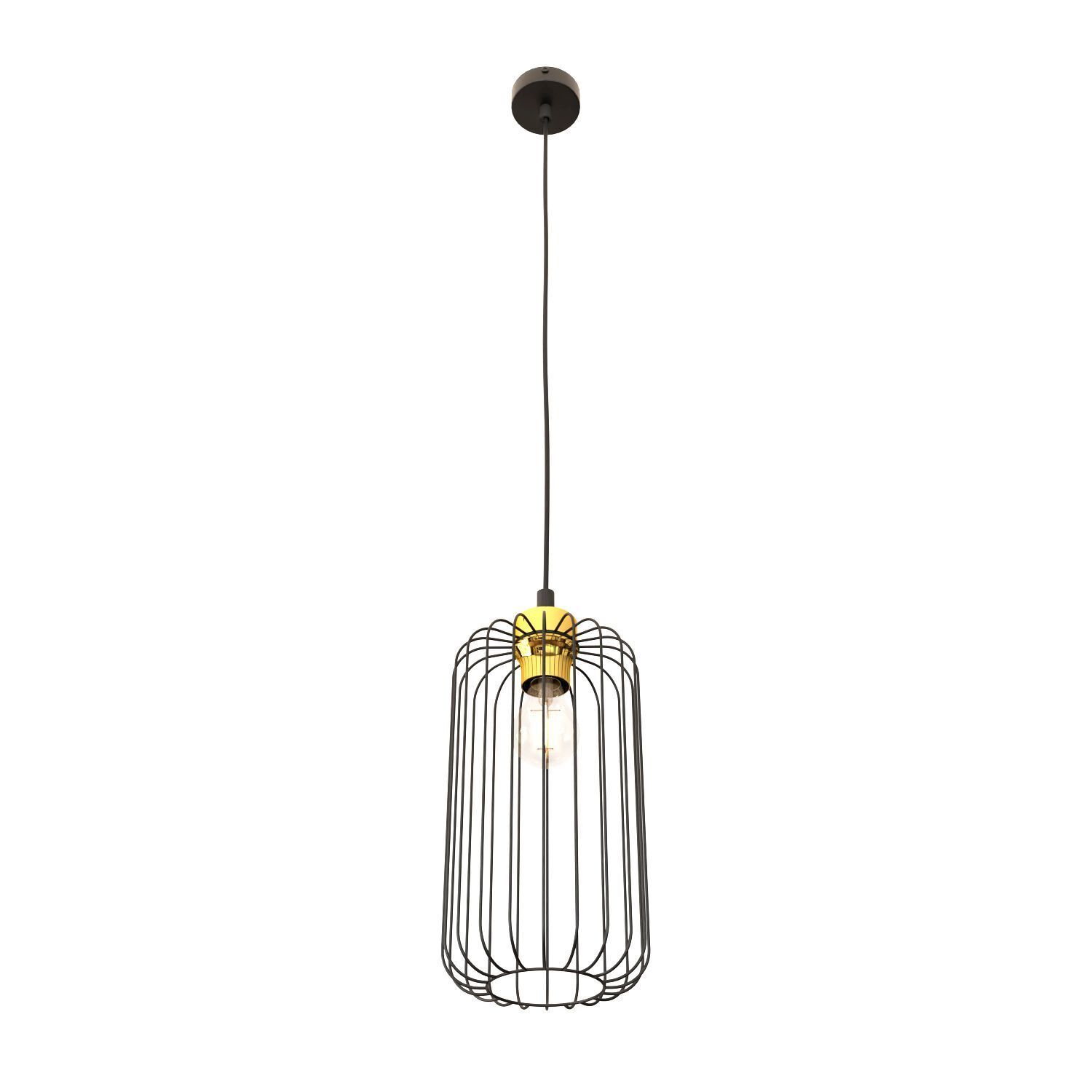 Stylische Pendelleuchte Schwarz Gold Metall E27 B:16 cm Leuchter, Lampe, Leuchte