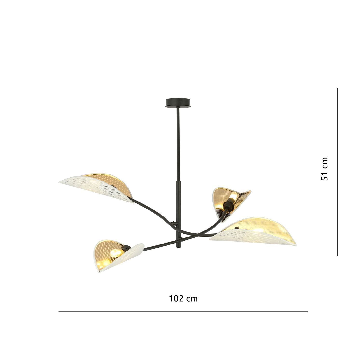 Deckenlampe Modern B: 102 cm drehbar 4x E14 Metall Stoff