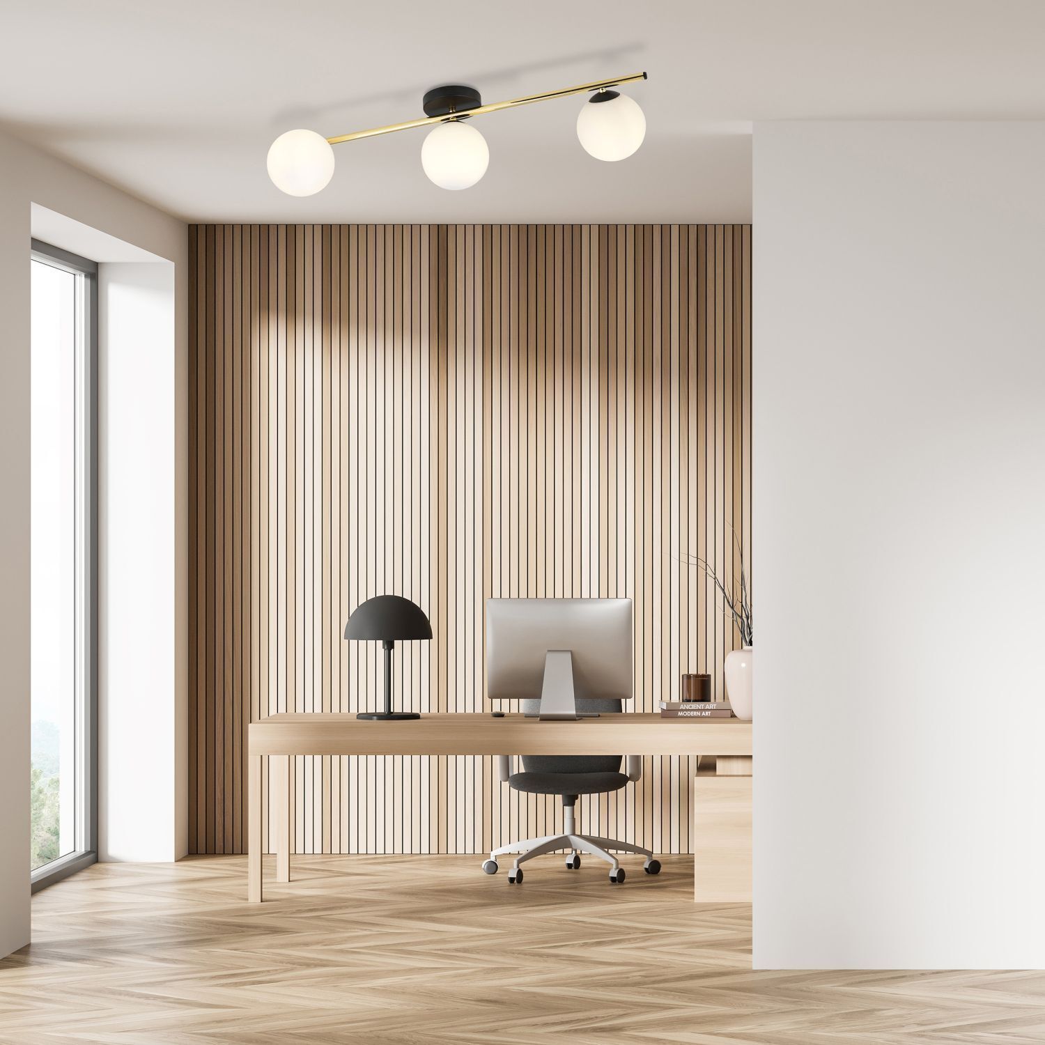 Deckenleuchte in Schwarz Weiß Gold E14 Glas Metall