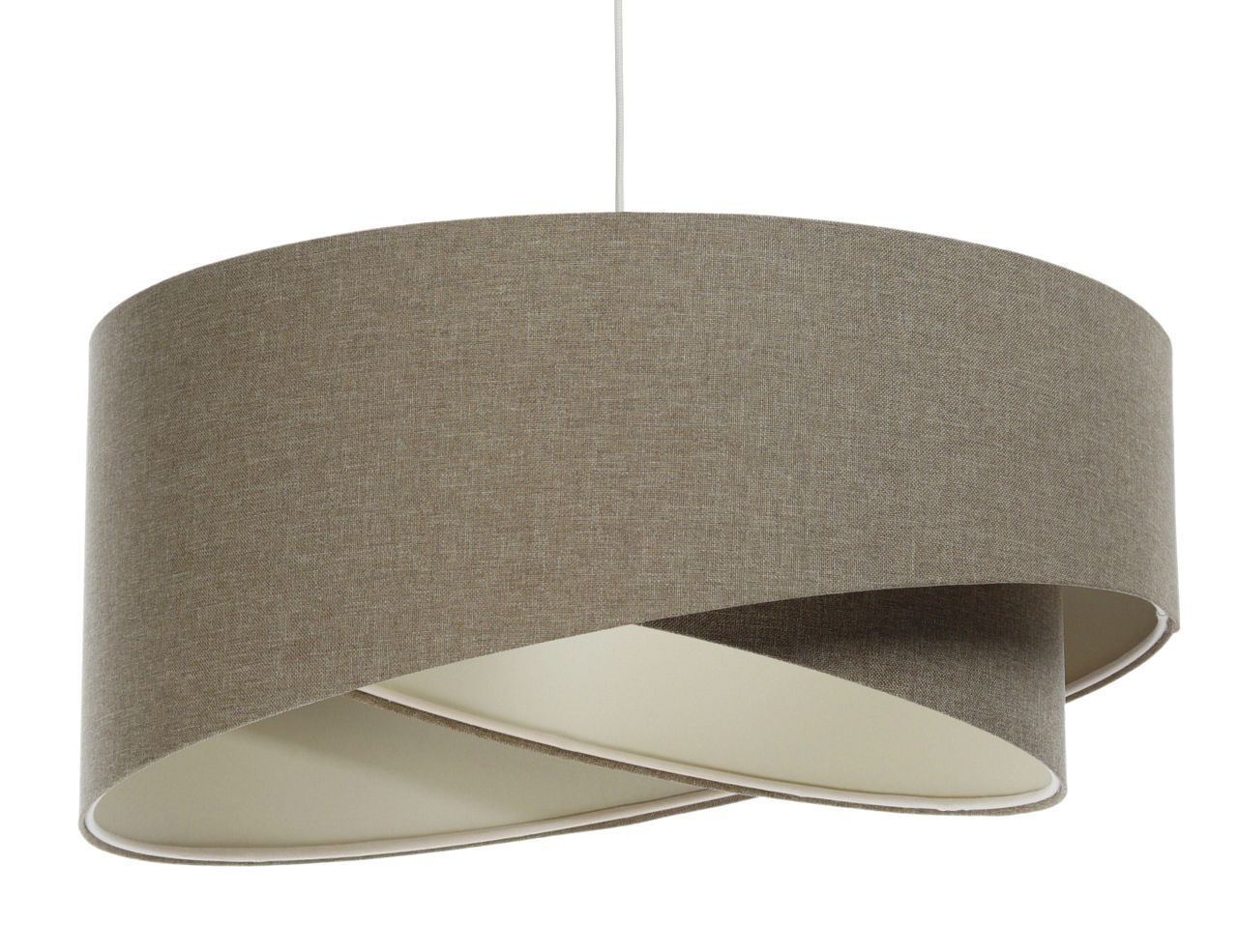 Hängelampe Modern E27 rund D: 40 cm Braun Stoff Boho