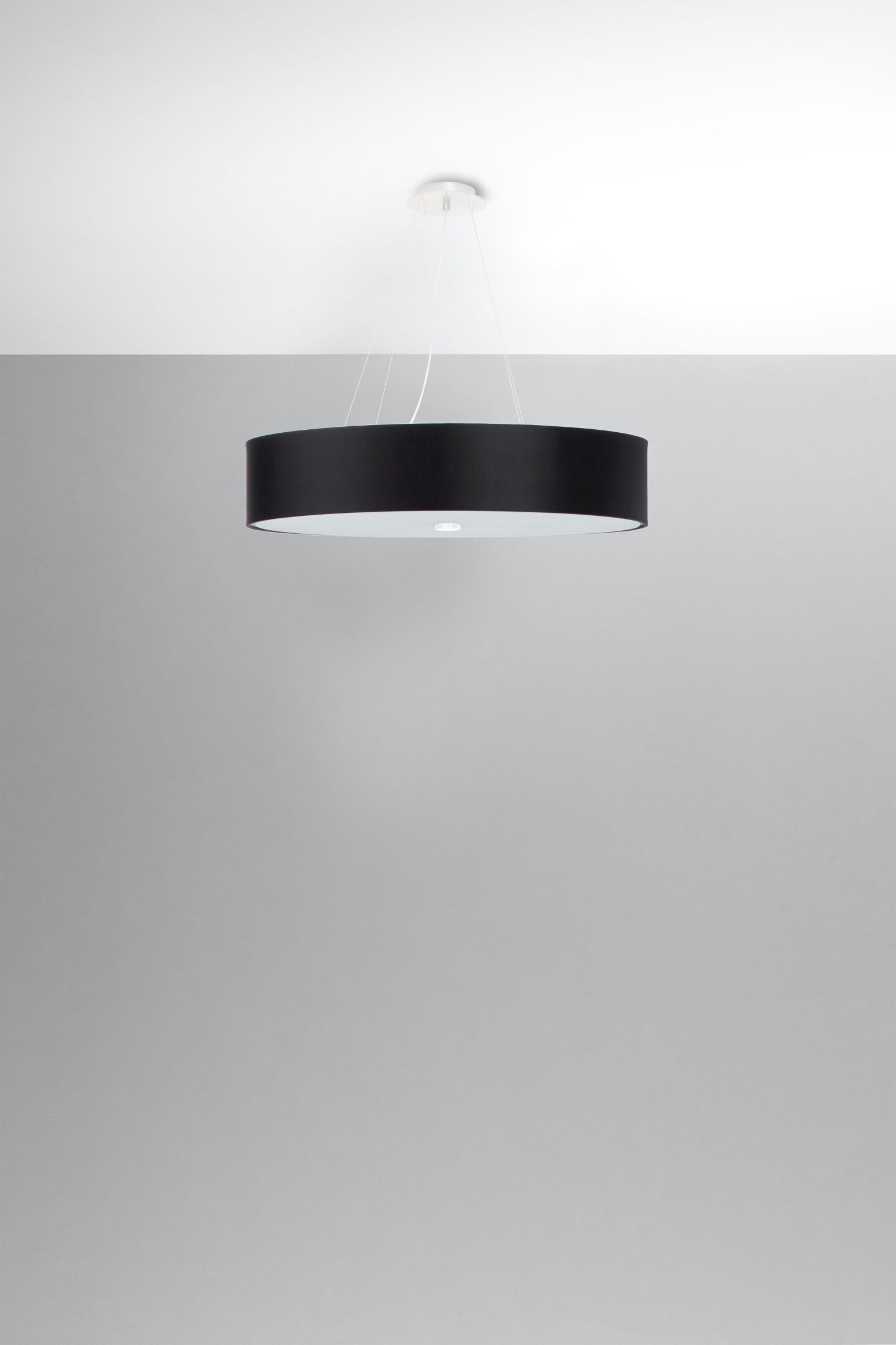 Hängeleuchte rund Ø 60 cm Stoff Glas 5x E27 Schwarz