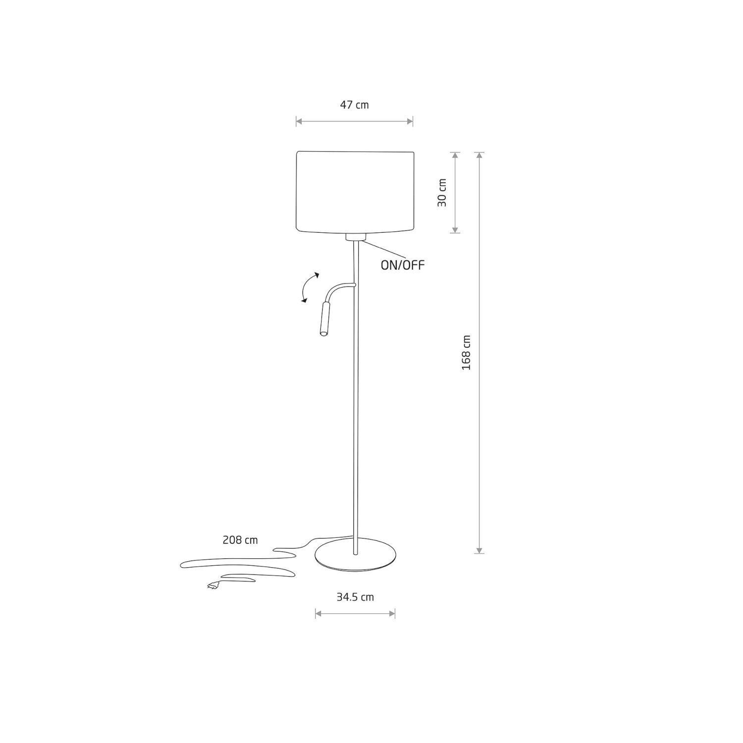Stehlampe, Stehleuchte, LED-Lampe, Fußbodenlampe, Umlenkarm-Lampe