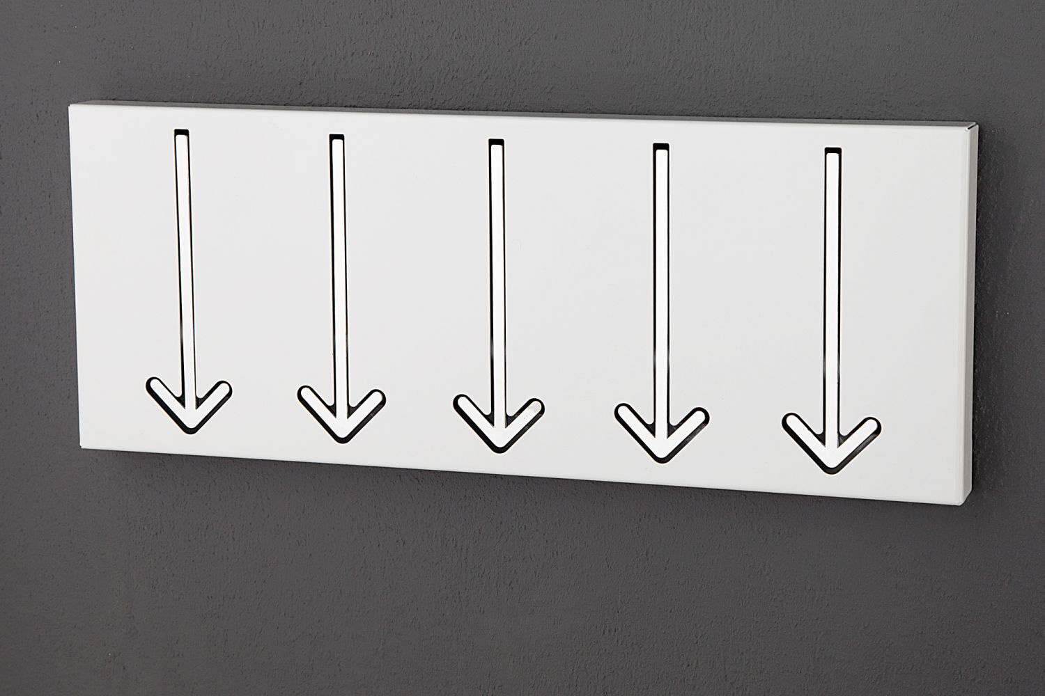 Wandgarderobe Metall 45 cm in Weiß mit 5 Haken