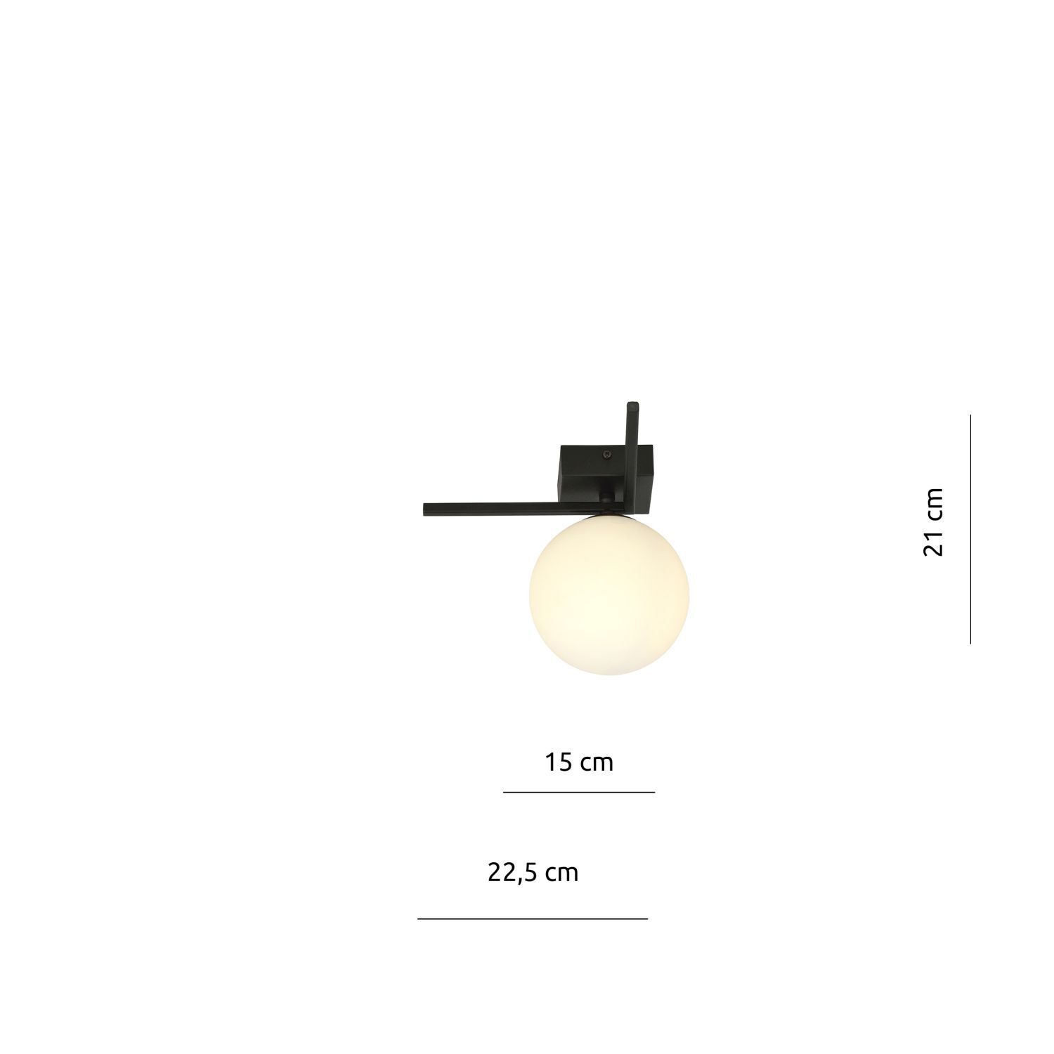 Deckenlampe Kugelschirm L: 23 cm Schwarz Weiß E14 Glas Metall