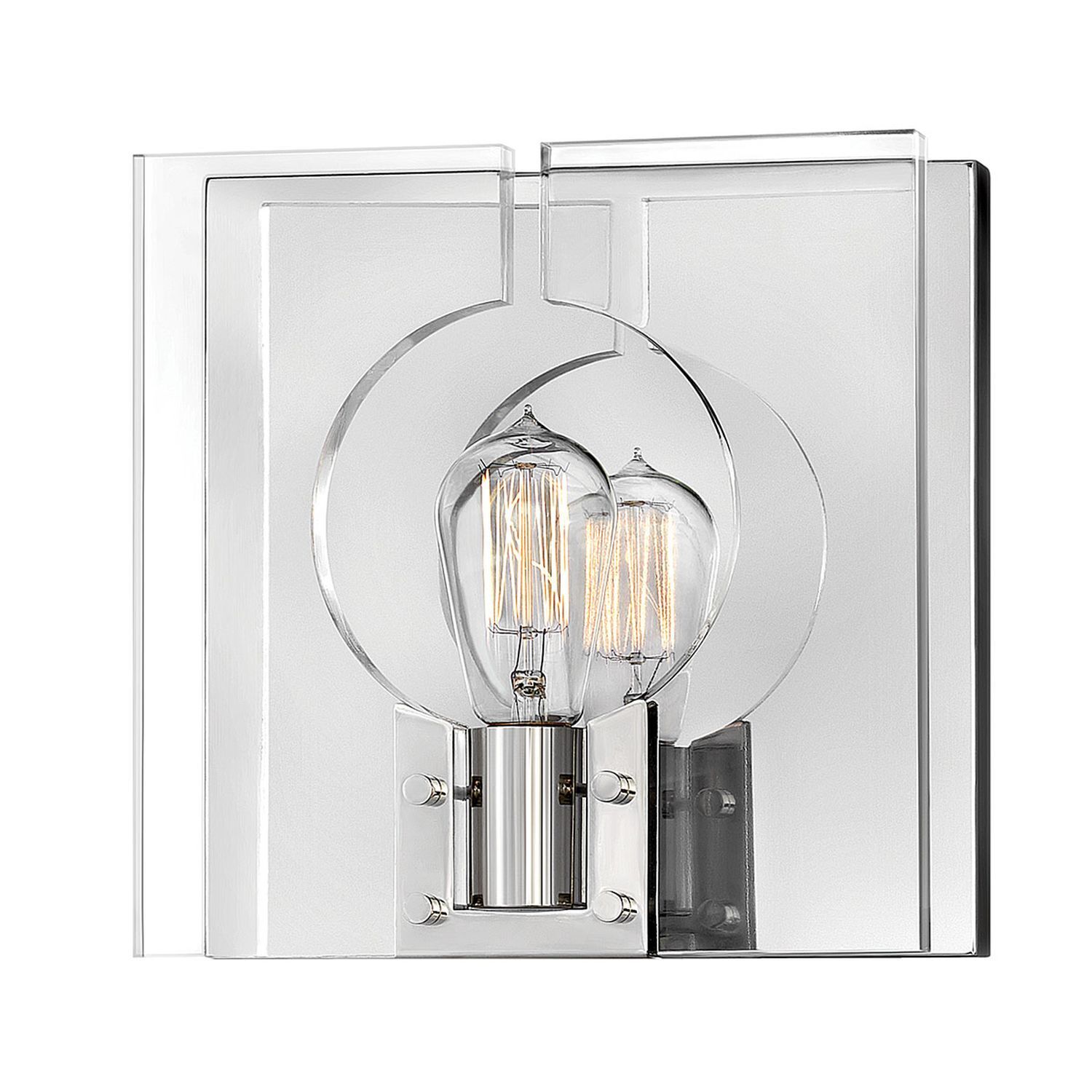 Wandleuchte quadratisch 26,1 cm hoch Nickel poliert E27