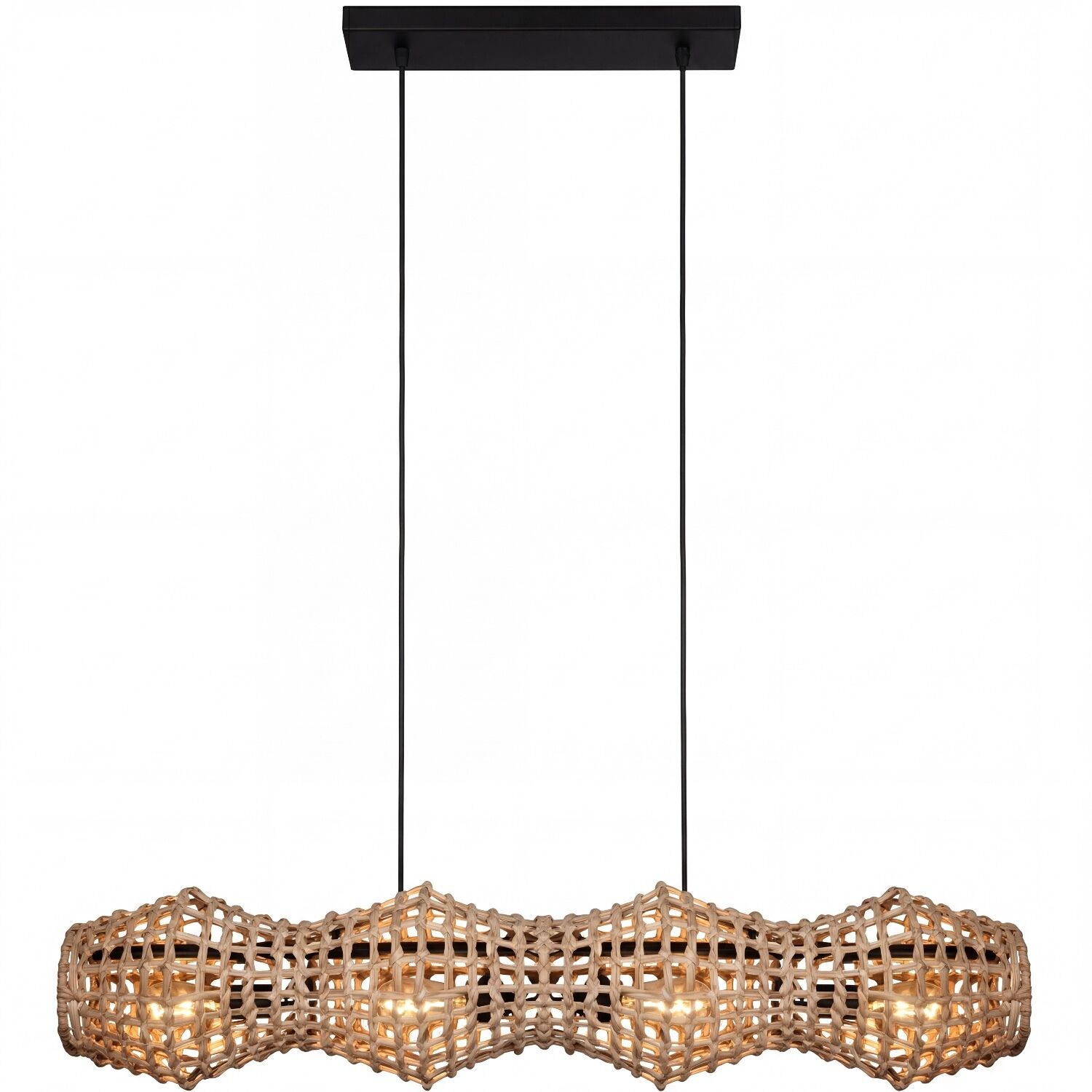 Pendelleuchte, Rattan, Gewebt, hängende Leuchte, drei Leuchtmittel