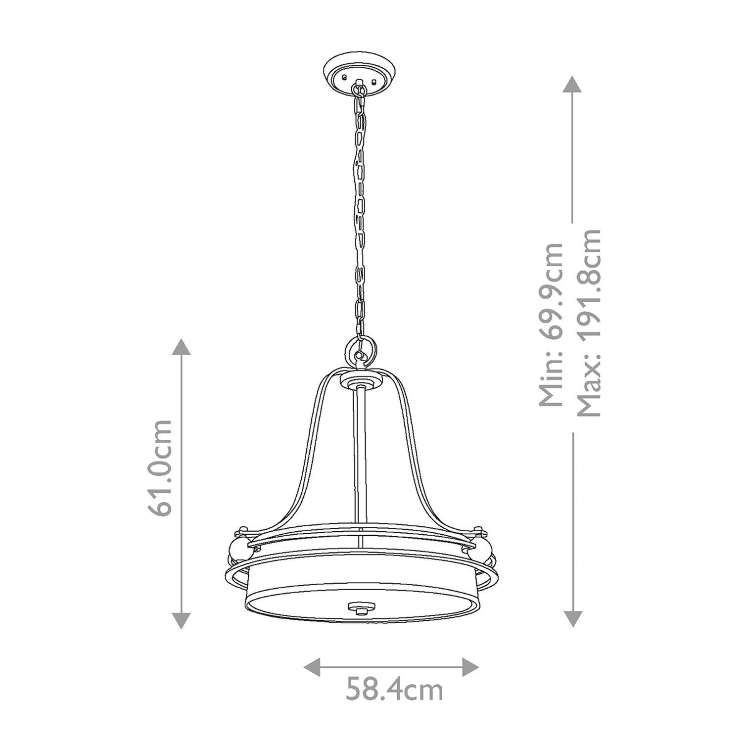 Hängeleuchte Glas Metall rund D: 58,4 cm 4x E27 blendarm