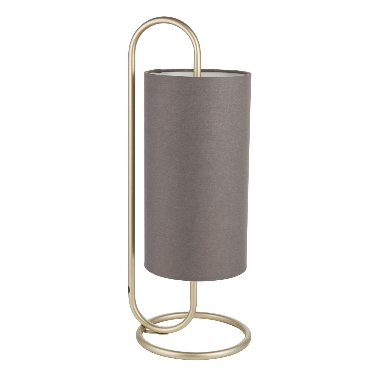 Beistelllampe Stoff Metall 50 cm in Messing antik Grau E27