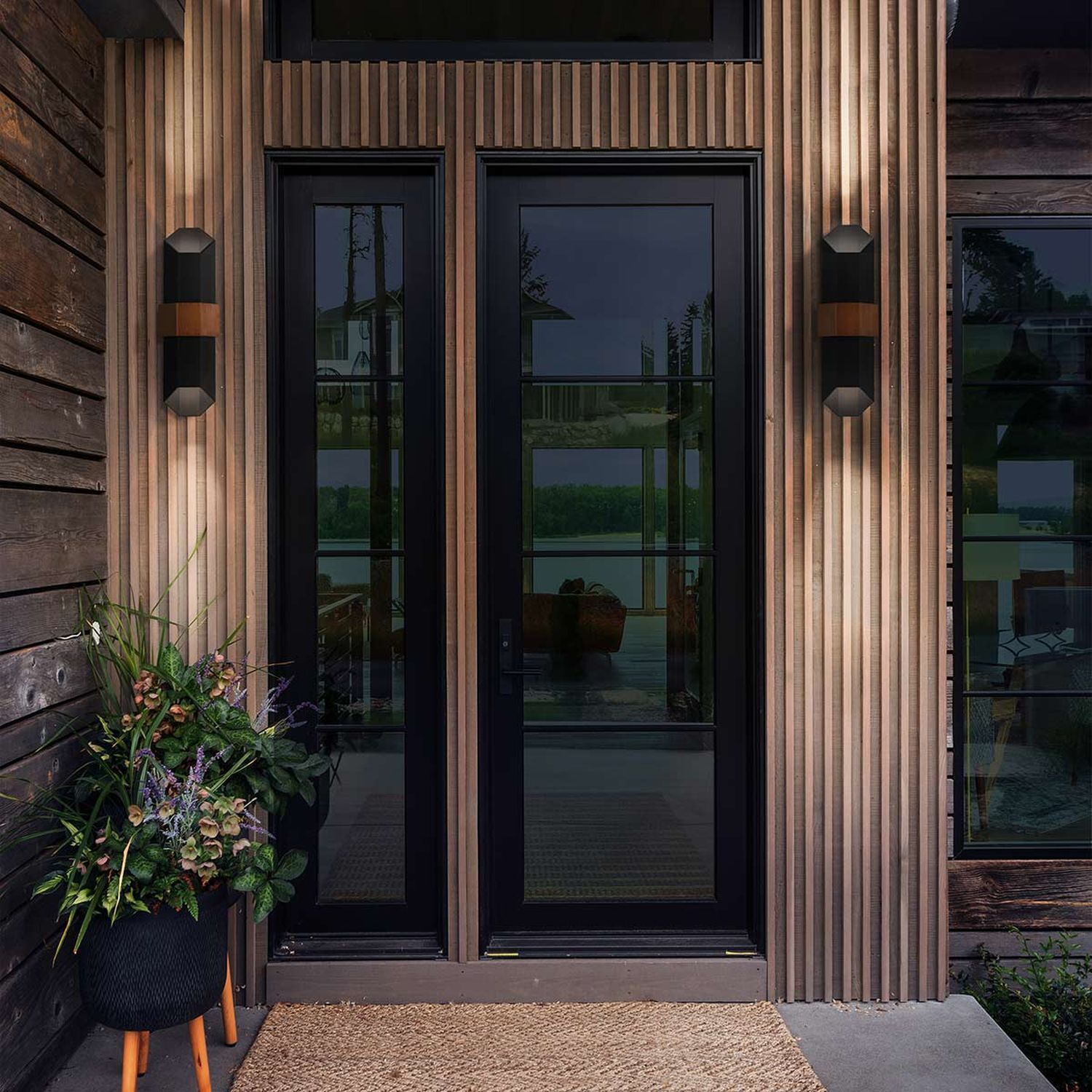 LED Außenwandleuchte Up Down 52 cm hoch Schwarz IP44 3000 K Drinnen, Innenarchitektur, Tür, Dekoration für Zuhause, Teppich