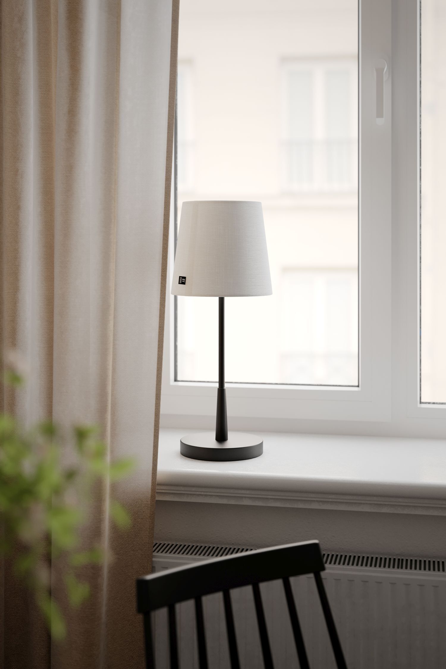 Tischlampe Metall Stoff 48,5 cm hoch E27 Schwarz Weiß Lampe, Tischlampe