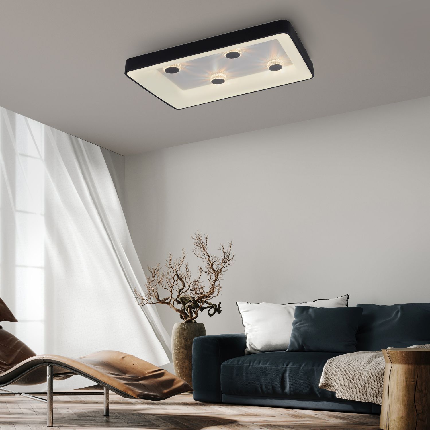 LED Deckenleuchte Schwarz 2700-5000 K 6295 lm dimmbar