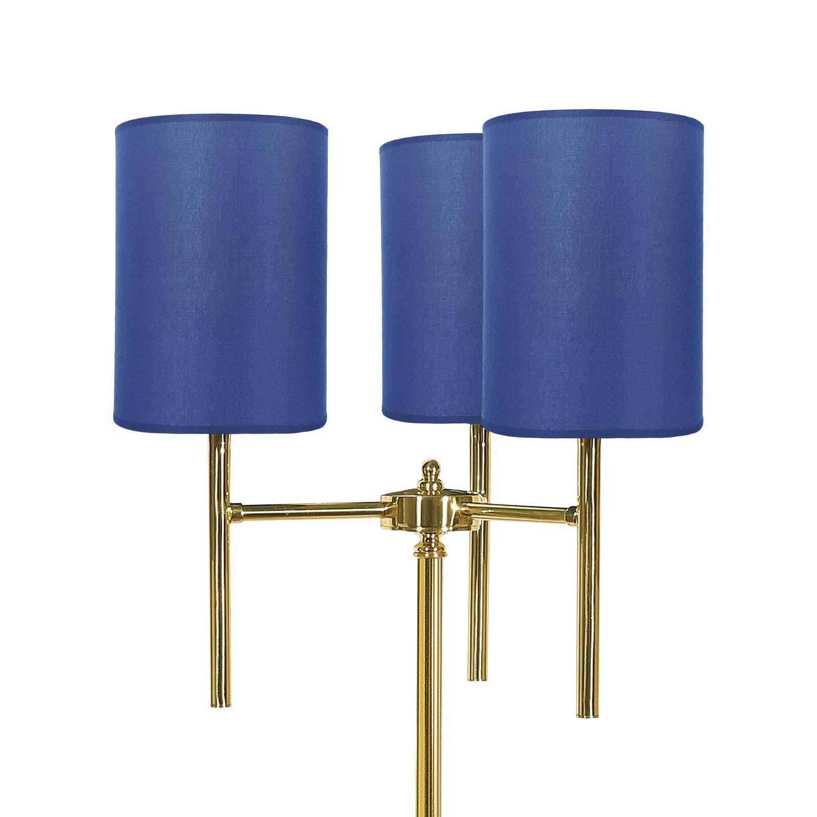 Stehleuchte Messing Stoff Blau 3-flammig 153,5 cm klein