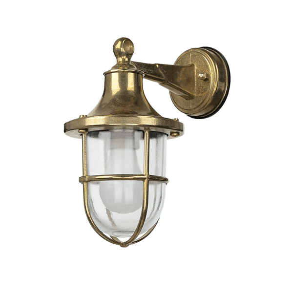 Außenleuchte, Wandlampe, Messing, Glasabdeckung, Schutzgitter