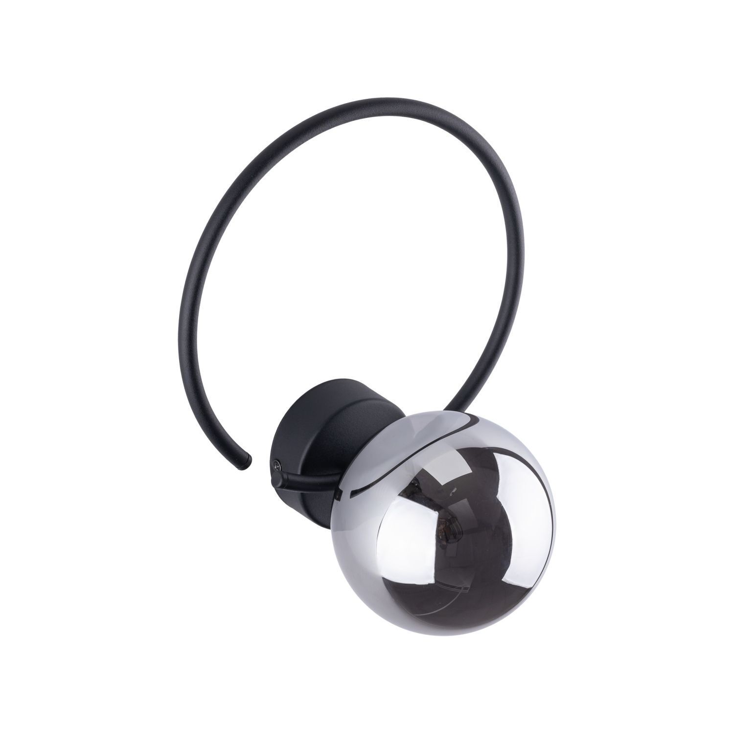 Wandlampe Metall Rauchglas G9 Schwarz Graphit Kugel Schirm
