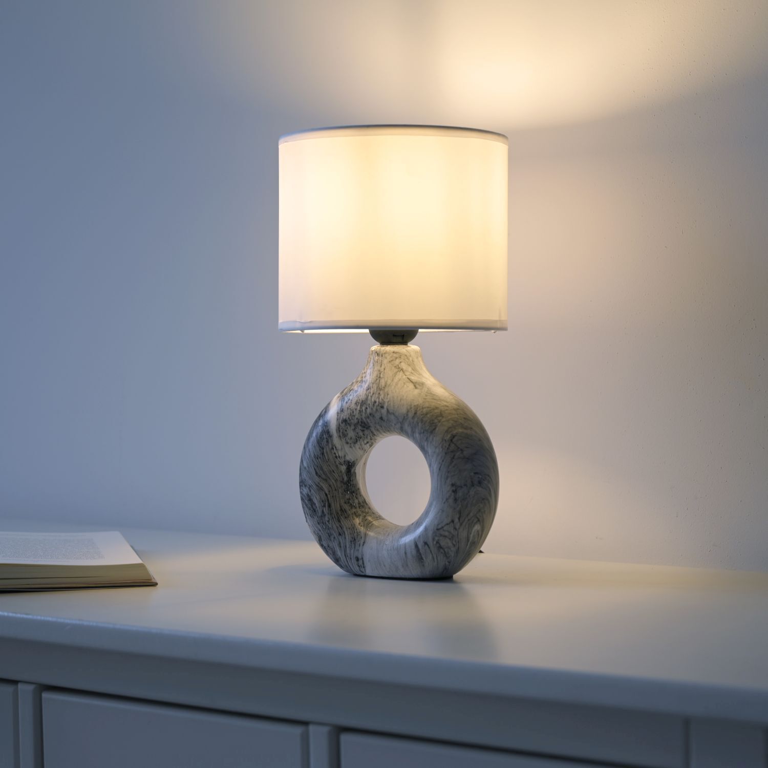 Dekorative Tischlampe Keramik Stoff 30 cm E27 blendarm Lampe, Tischlampe