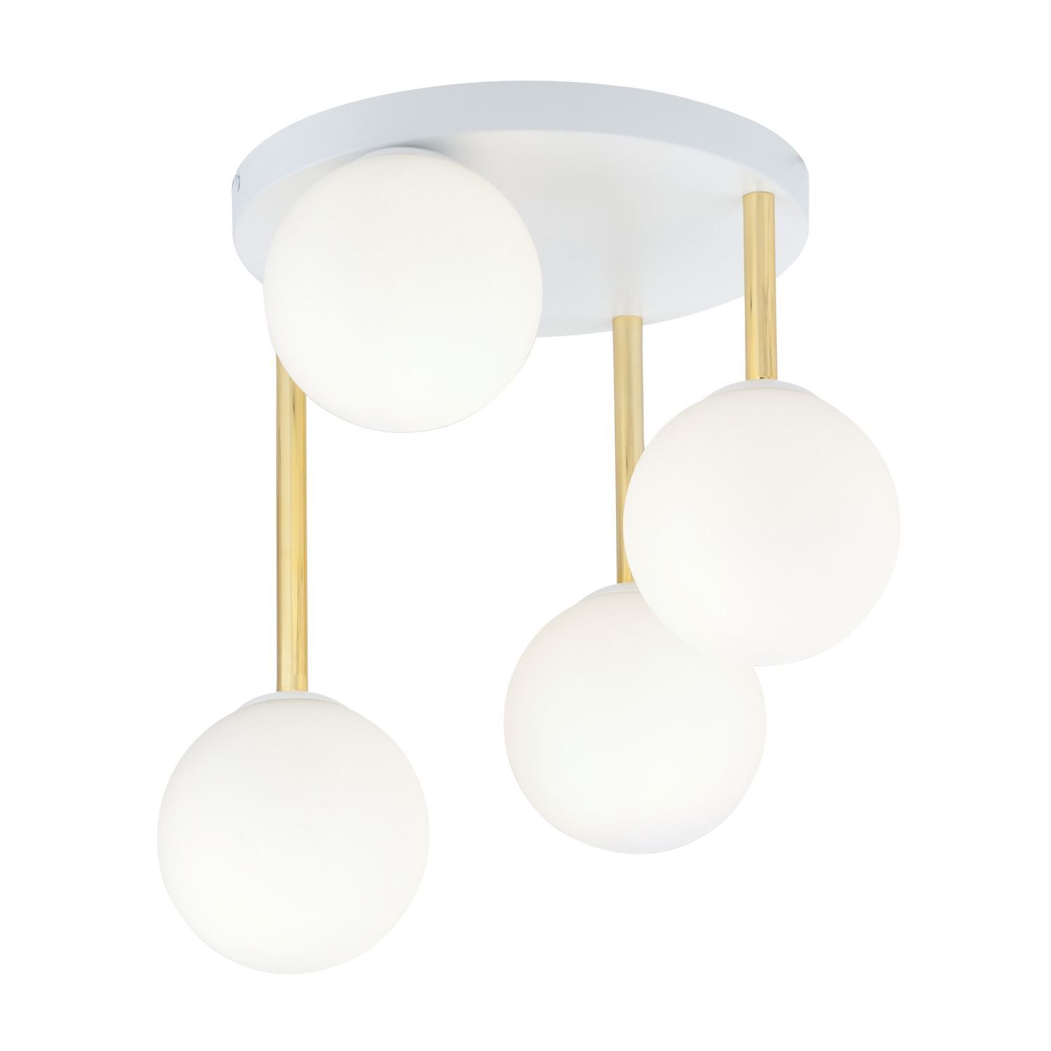 Deckenlampe Kugel Schirme Glas Metall E14 Weiß Gold