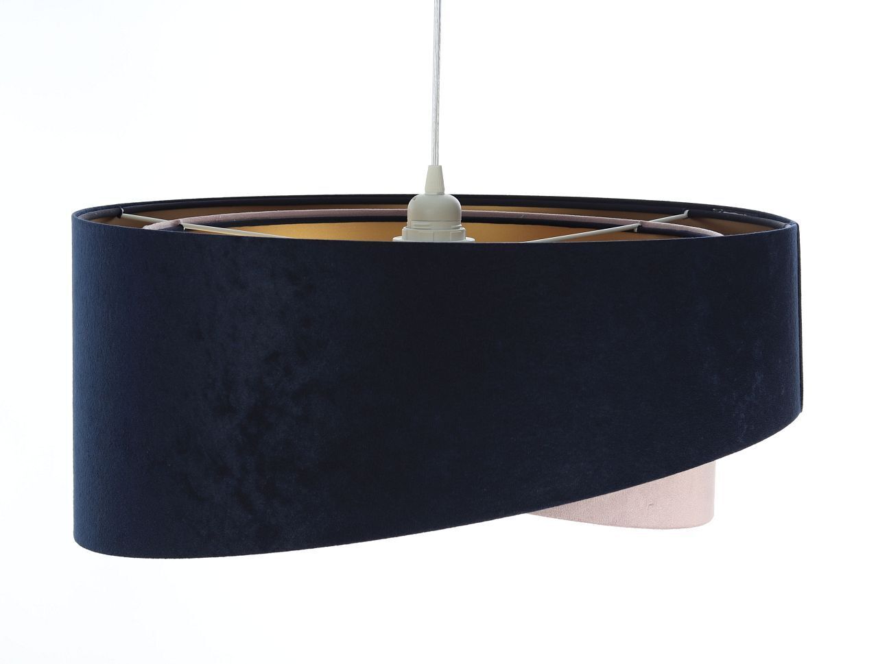 Hängelampe Stoffschirm Blau Rosa Gold E27 rund Ø 50 cm