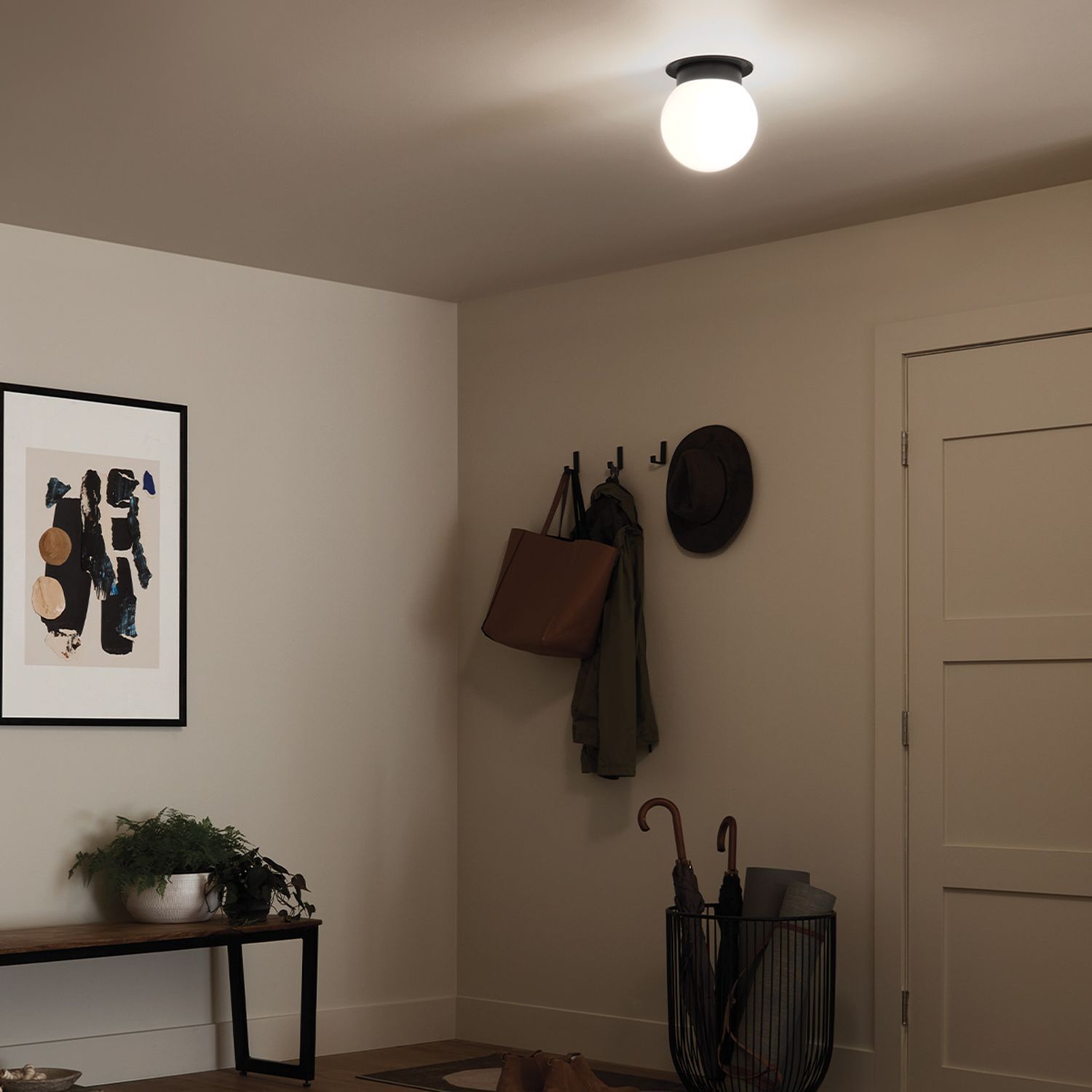 Deckenlampe Kugelschirm Glas Metall Ø 20,3 cm Schwarz Weiß E27 Innenarchitektur, Leuchte, Gemälde, Handtasche, Lampe