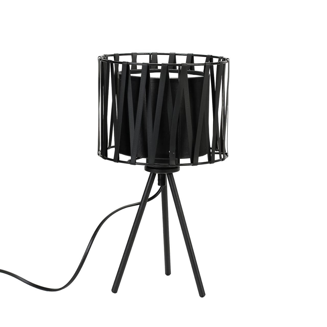 Schwarze Tischleuchte Metall H 35cm Doppelschirm Lampe, Lampenschirm, Mobiliar