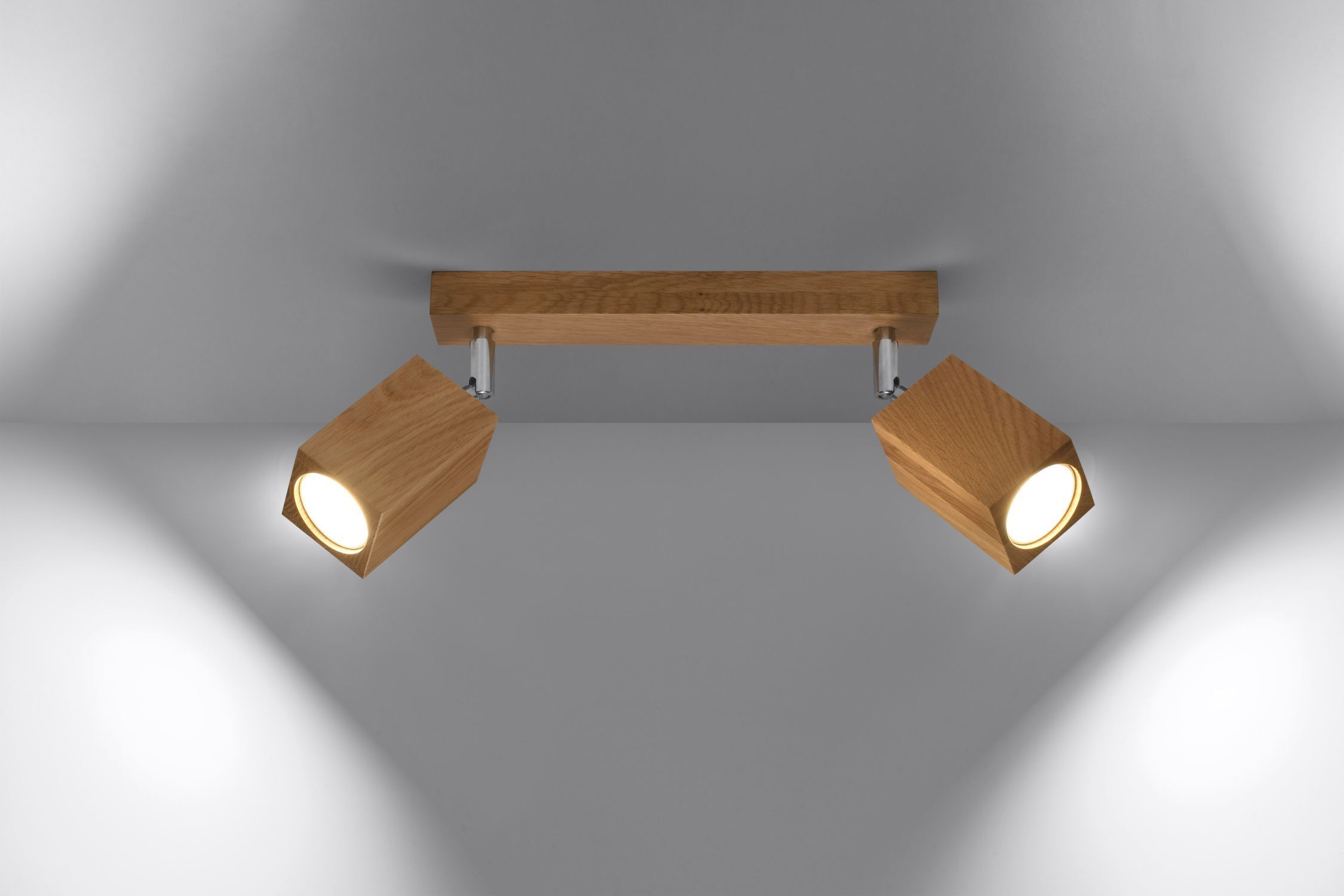 Deckenspot Modern Holz 2-flammig 30 cm lang GU10 wohnlich