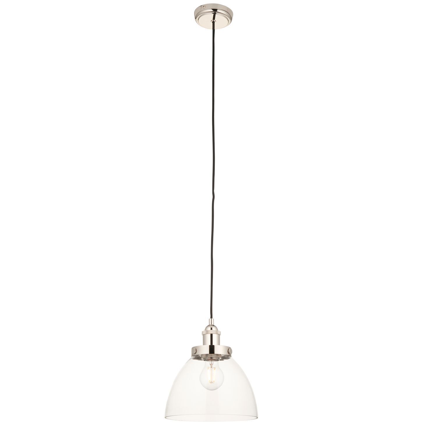 Hängeleuchte Glas Metall Ø 22,5 cm Nickel E27 Industrial