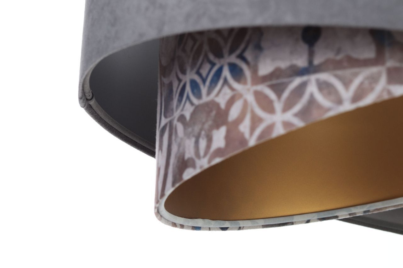 Pendelleuchte E27 rund D: 50 cm Velours Optik Modern Stoff