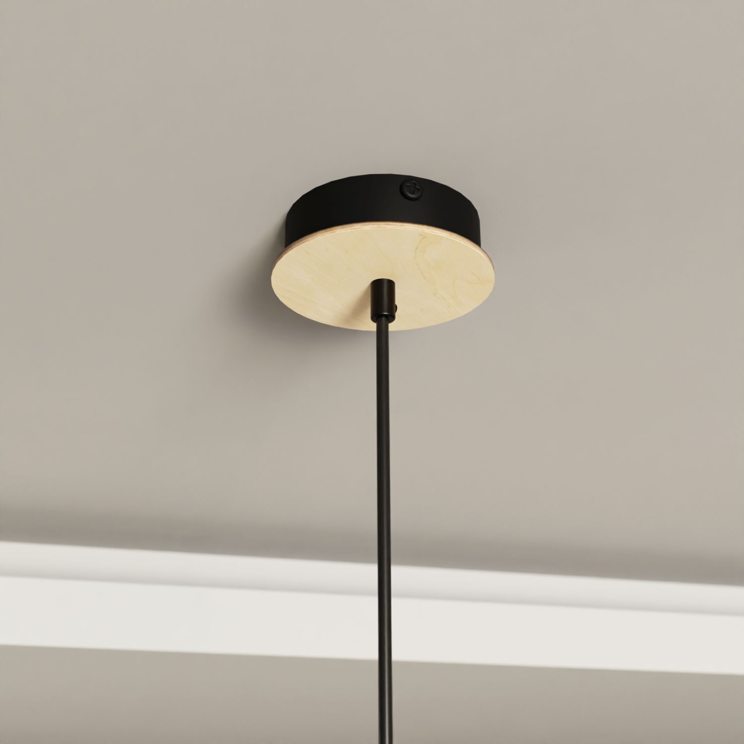 Hängelampe Metall Ø 30 cm Schwarz Holzoptik E27 Loft