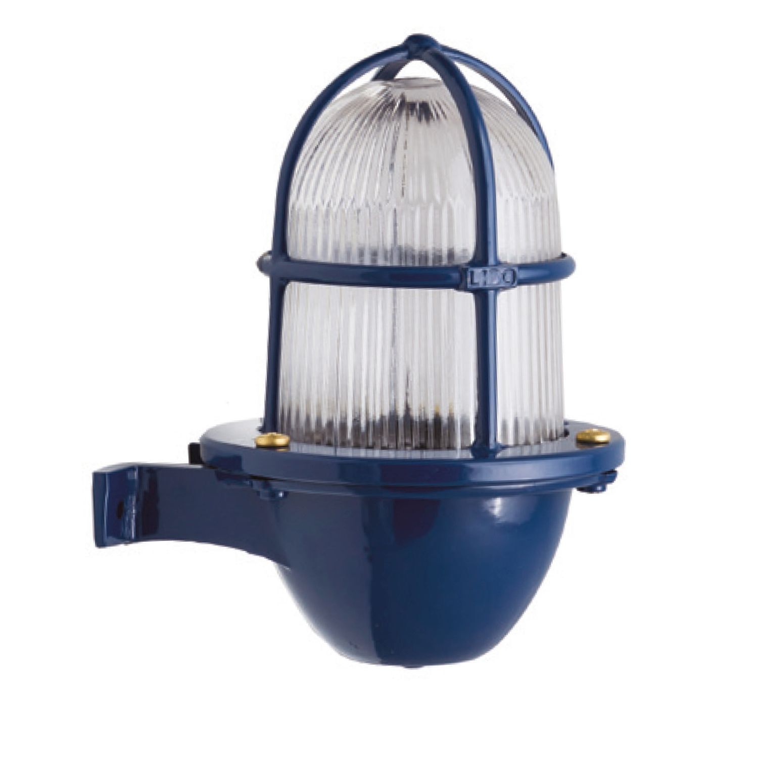 Außenwandlampe Messing Glas E27 IP64 H: 18 cm klein Blau