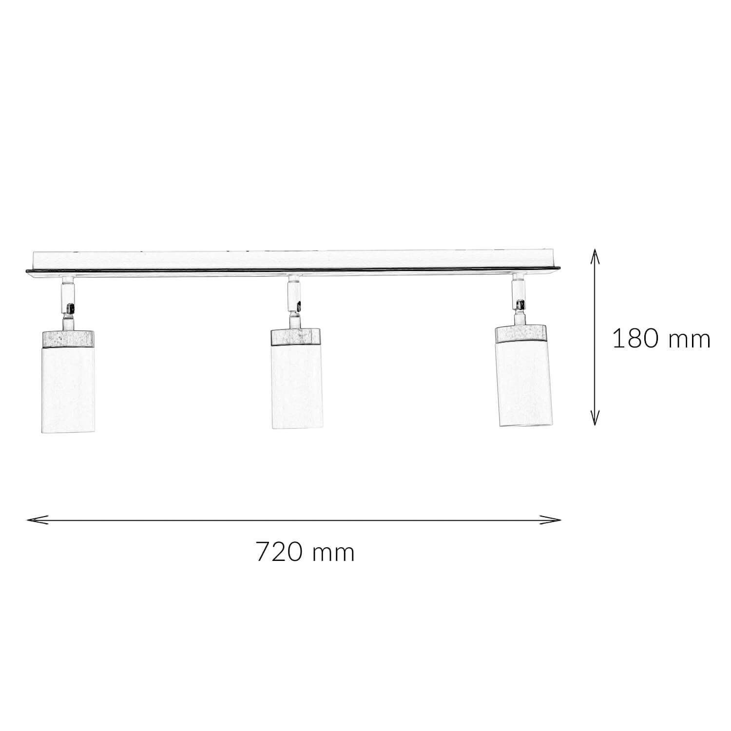 Langer Strahler Wohnzimmer L:72cm Weiß mit Holz GU10