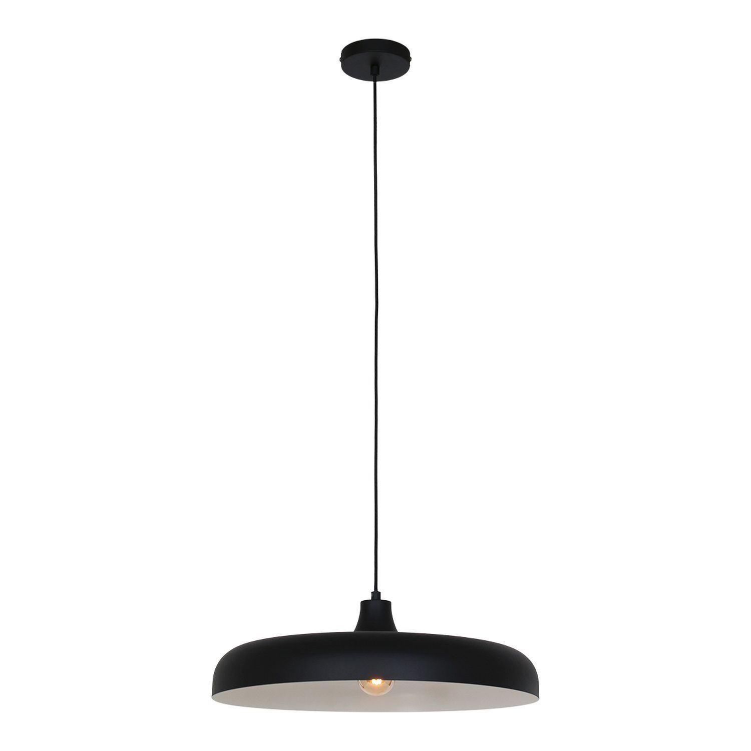 Schwarze Pendelleuchte Metall L:50 cm rund E27 Modern