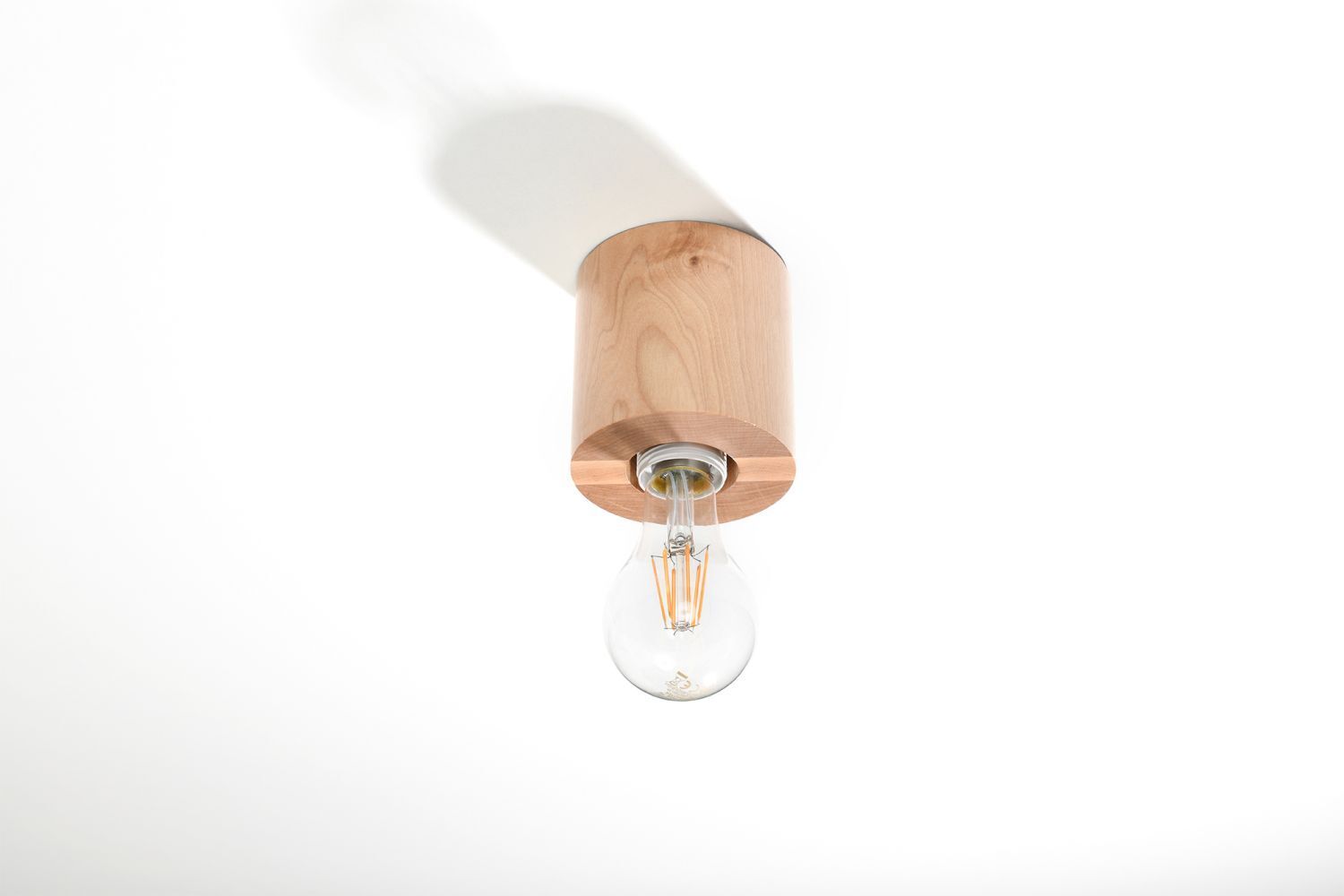 Wohnliche Deckenlampe Holz rund Ø10cm H:10cm für E27