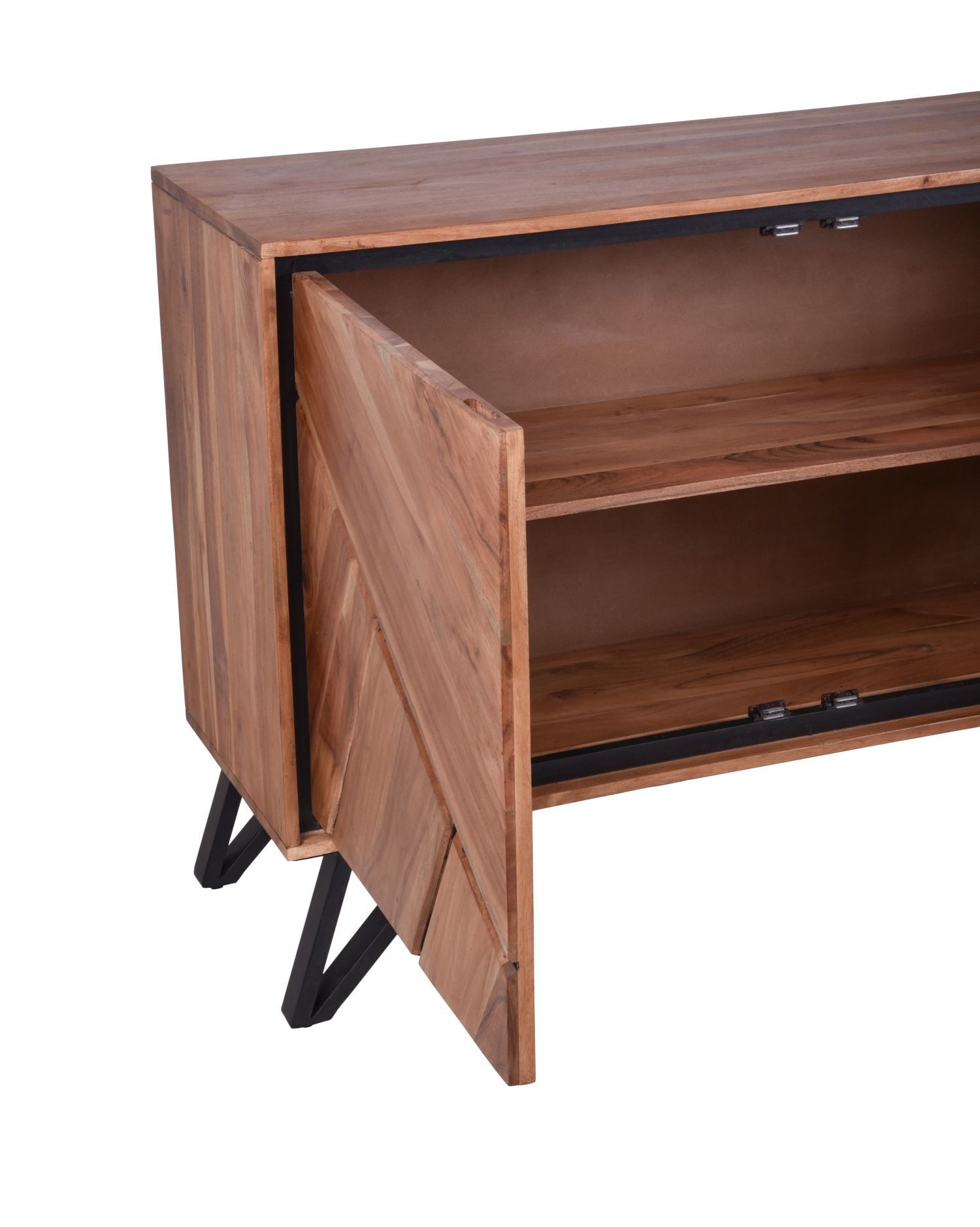 Sideboard 150 cm breit H: 76 cm Modern Akazienholz Metall Moebel, Anrichte, Tabelle, Kabinett, Schublade