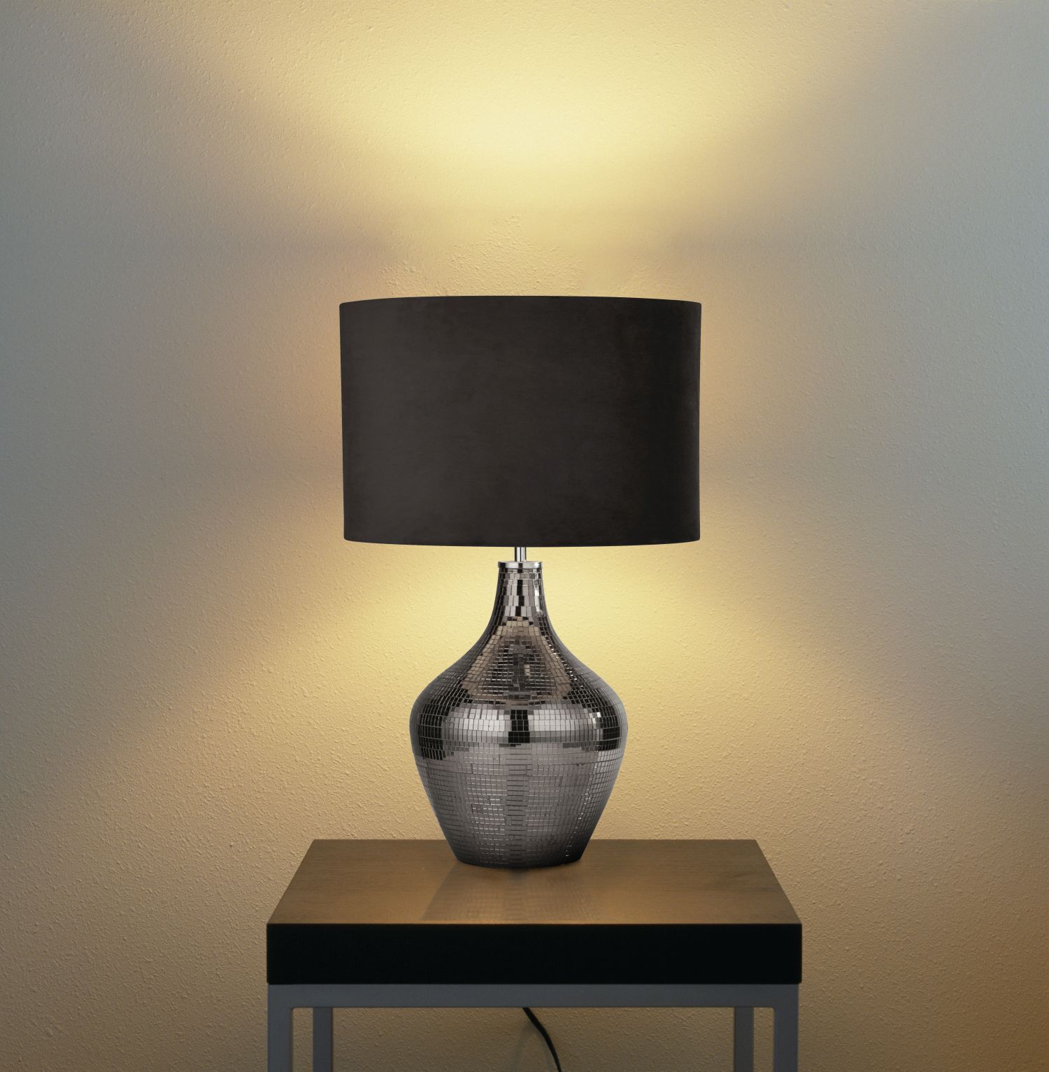 Nachttischlampe Braun E27 53,5 cm Ø 30 cm Glas Wildleder