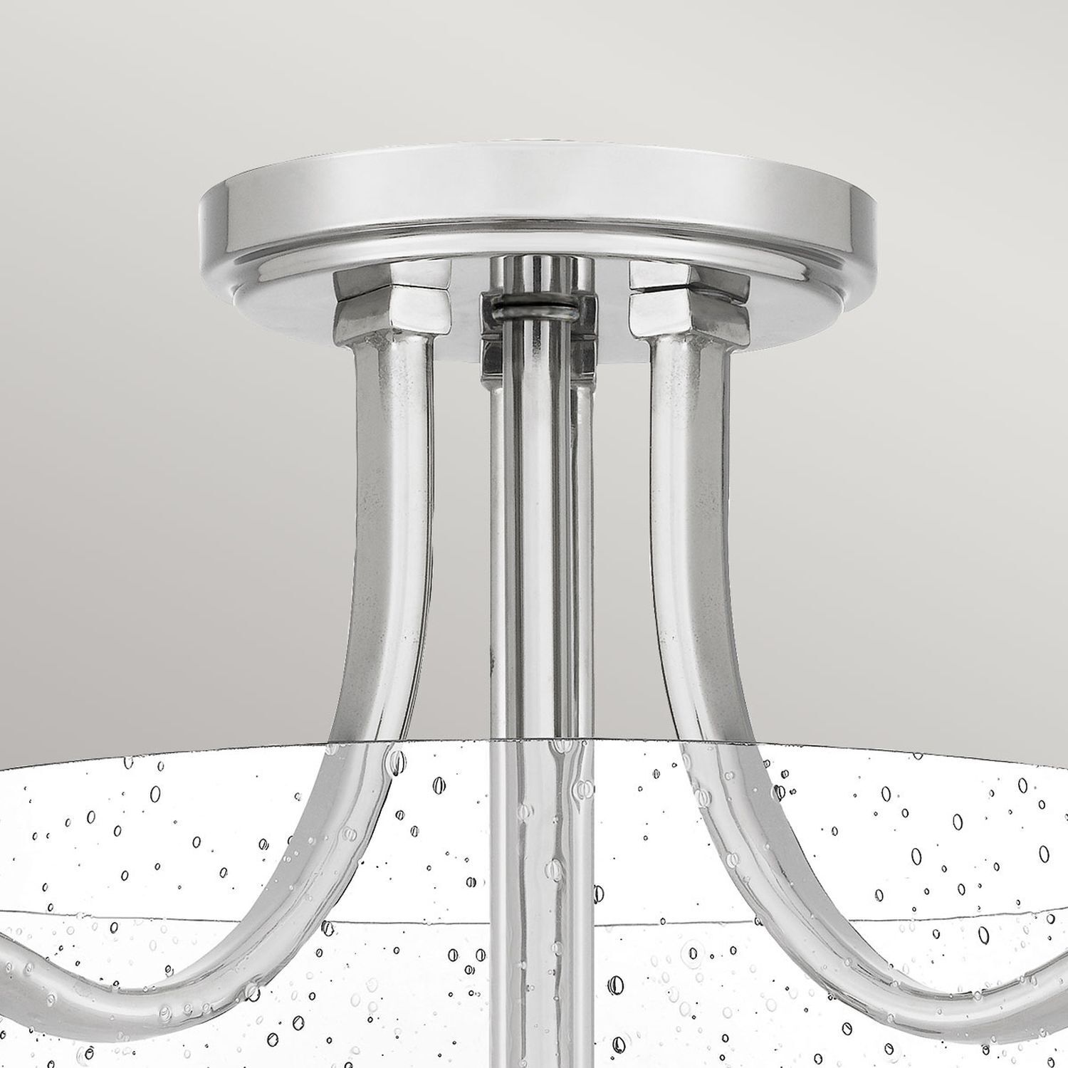 Deckenlampe Jugendstil rund Ø 31,3 cm Nickel Metall Regenglas Deckenleuchte, Metall, Kristall, poliert, deckenmontage