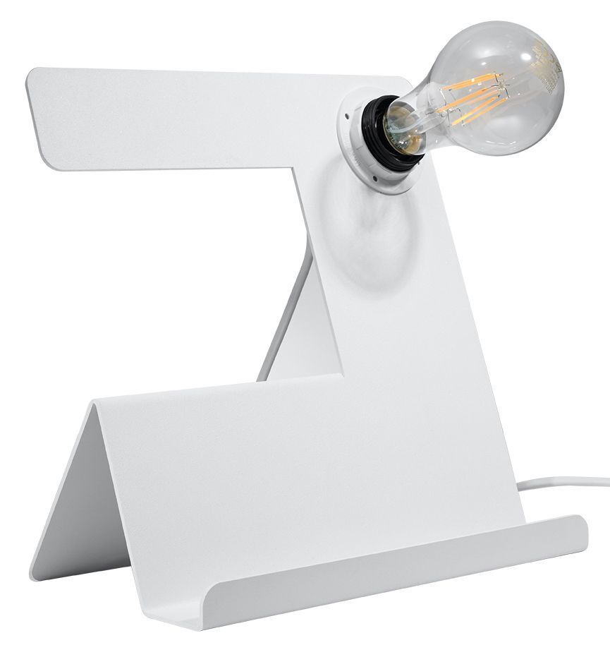 Tischleuchte Weiß mit Ablage H:24cm Modern stylisch