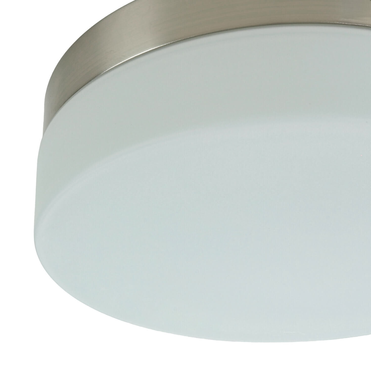 deckenlampe, runde lampe, metallrahmen, glasschirm, weiß