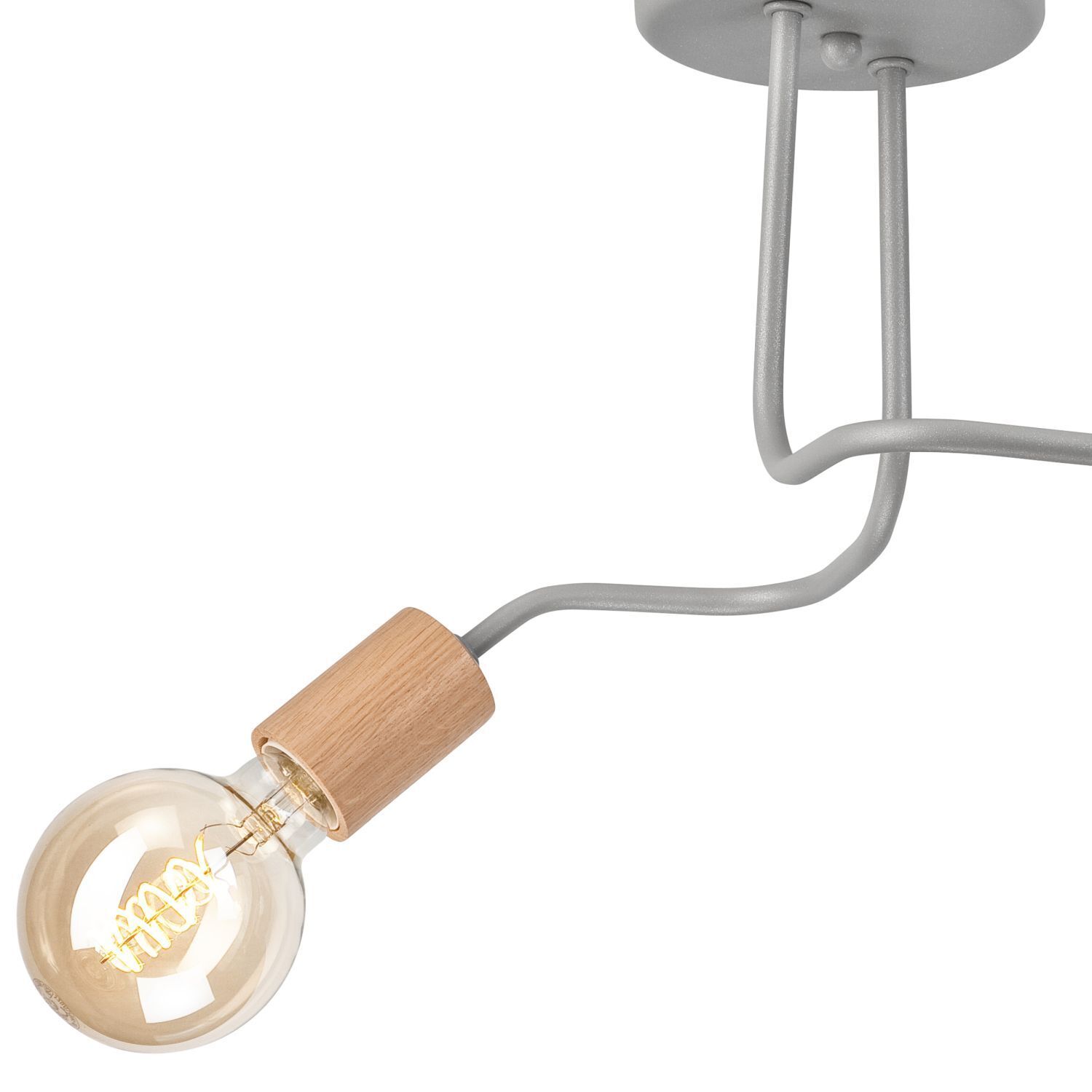 Deckenlampe Grau Metall Holz 2-flammig E27 B: 45 cm ANANI Deckenlampe Grau Metall Holz 2-flammig E27 B: 45 cm ANANI
