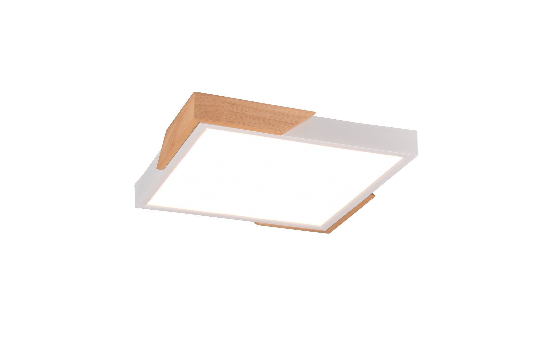 LED Deckenlampe Holz 3000 K B:31,5 cm Weiß Natur eckig