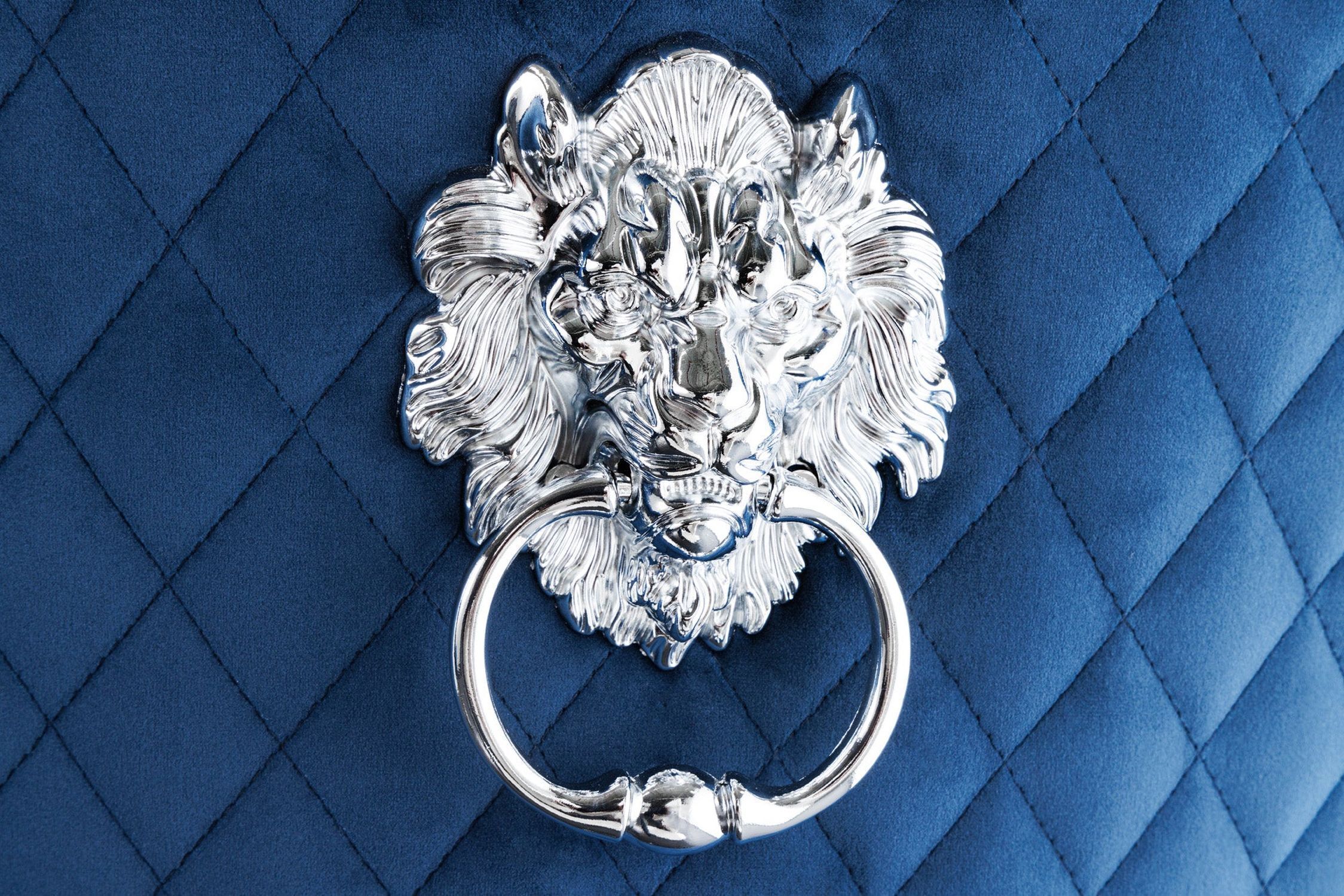 Barhocker Samt Edelstahl in Blau Silber Chesterfield Zubehör, Schmuck, Ring