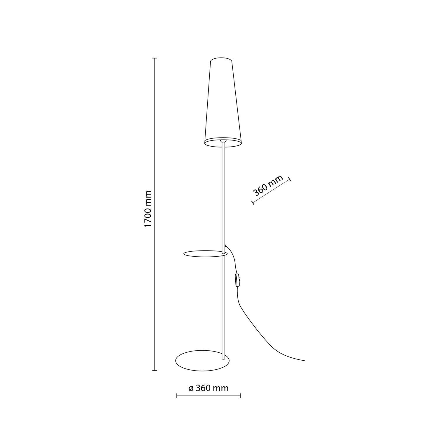 Stehlampe mit Ablage Metall Stoff 170 cm hoch E27 Lampe, Drinnen
