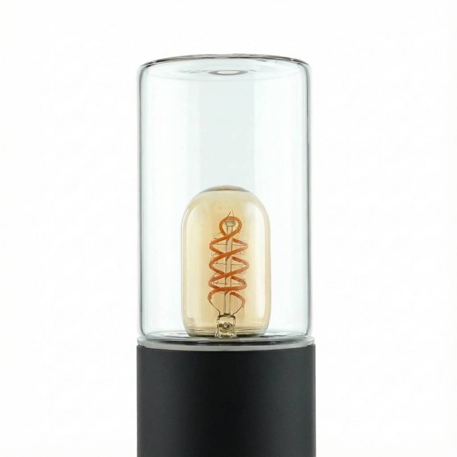 Pollerleuchte Edelstahl 80 cm E27 IP44 globe, Lampe, Glas, Vintage, Buchstabe?