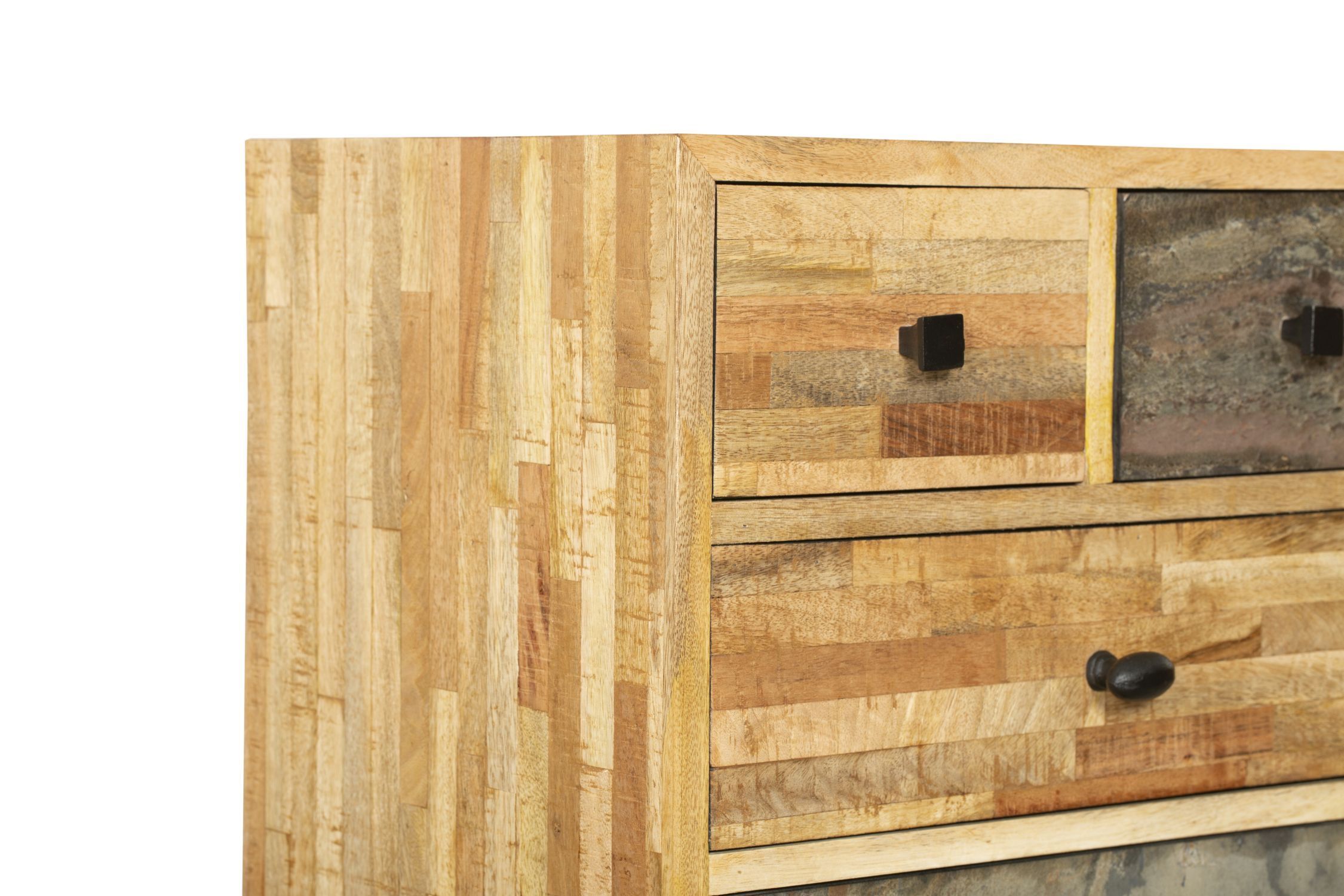 Kommode Holz Stahl H: 112 cm Modern dekorativ Schublade, Mobiliar, Anrichte, Kabinett, Holz