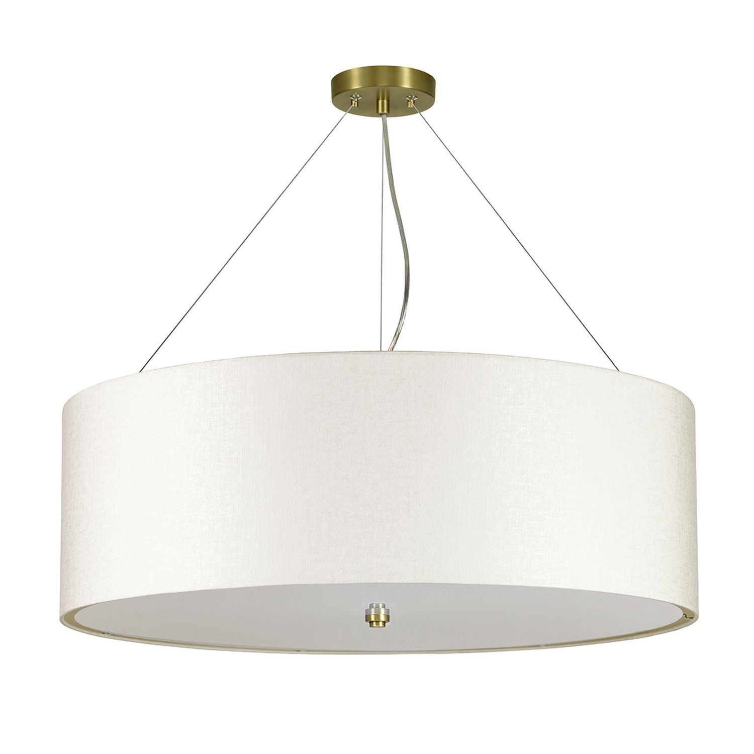 Hängeleuchte rund Ø76cm Stoffschirm Creme Messing antik Lampe, Deckenleuchte, Kronleuchter
