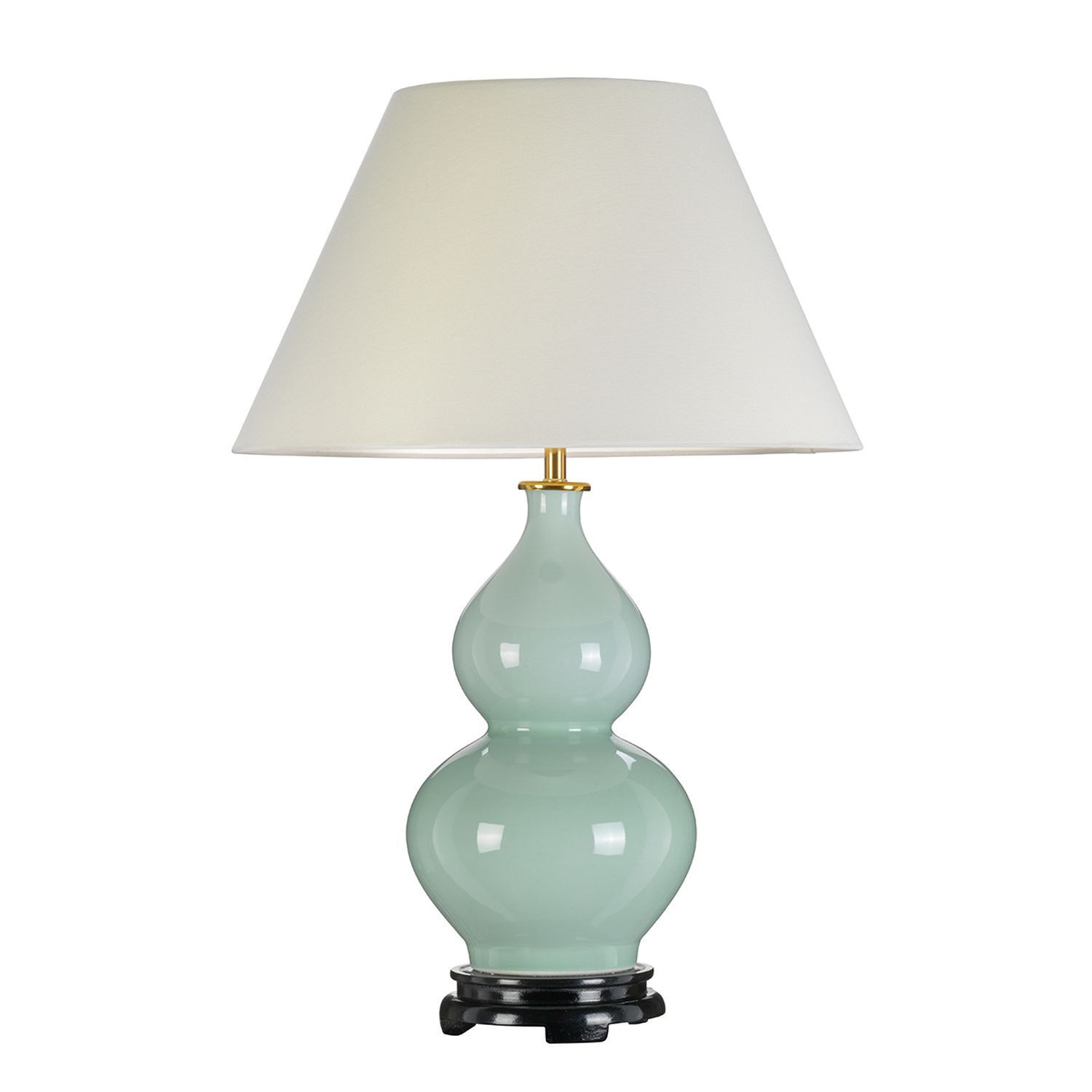 Tischlampe Keramik Stoff in Grün Ecru 64 cm Klassisch E27