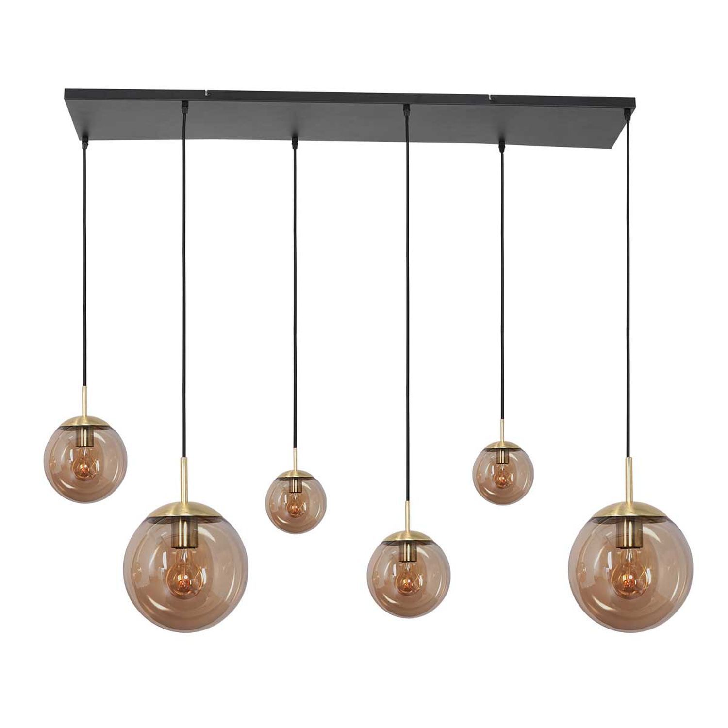 Lange Hängelampe Glas in Bernstein 120 cm E27 Modern