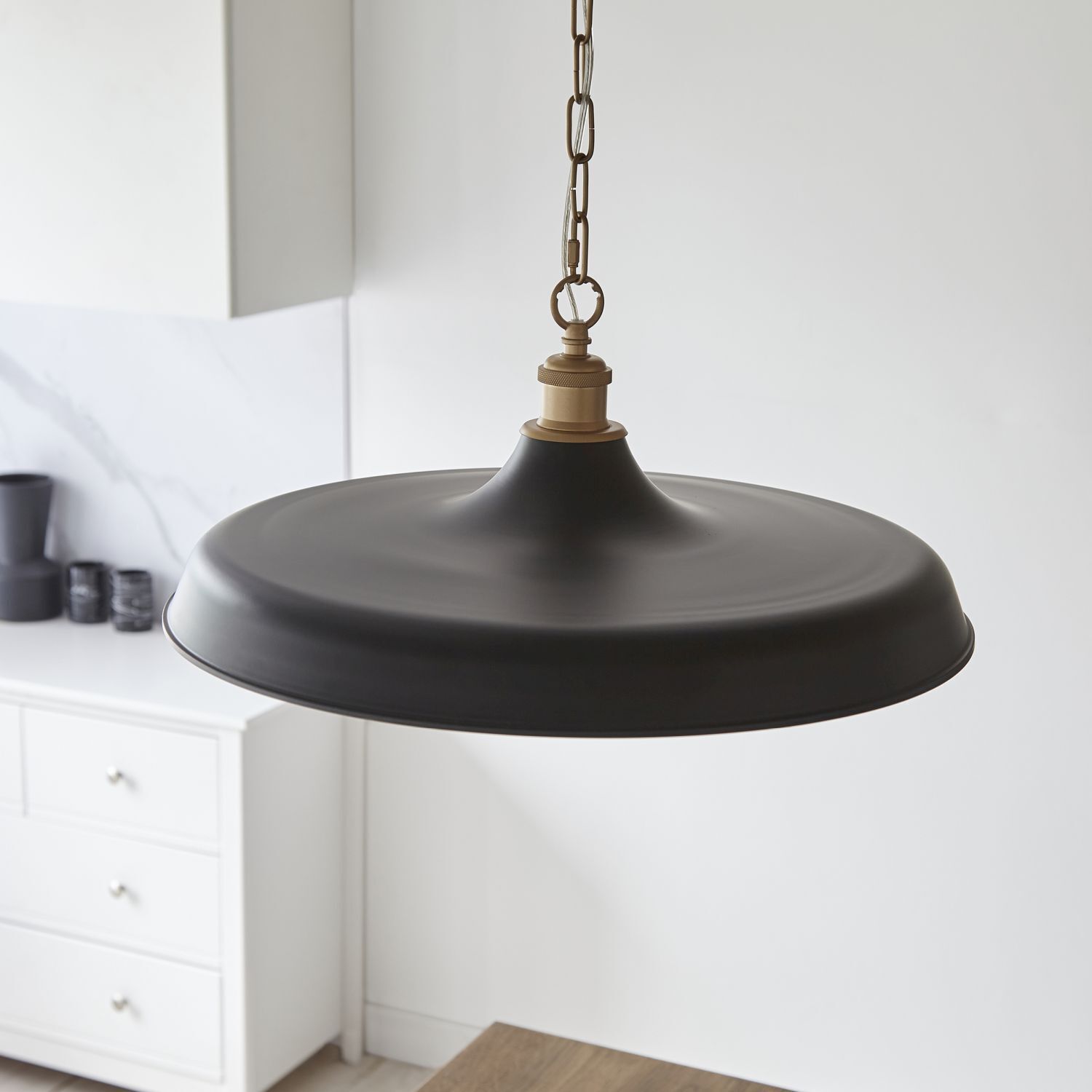 Hängeleuchte Schwarz Gold rund Ø 50 cm Metall E27 ADAM