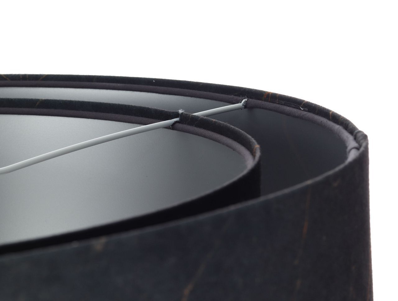 Hängeleuchte Schwarz Silber E27 D: 50 cm Stoff Velours Optik